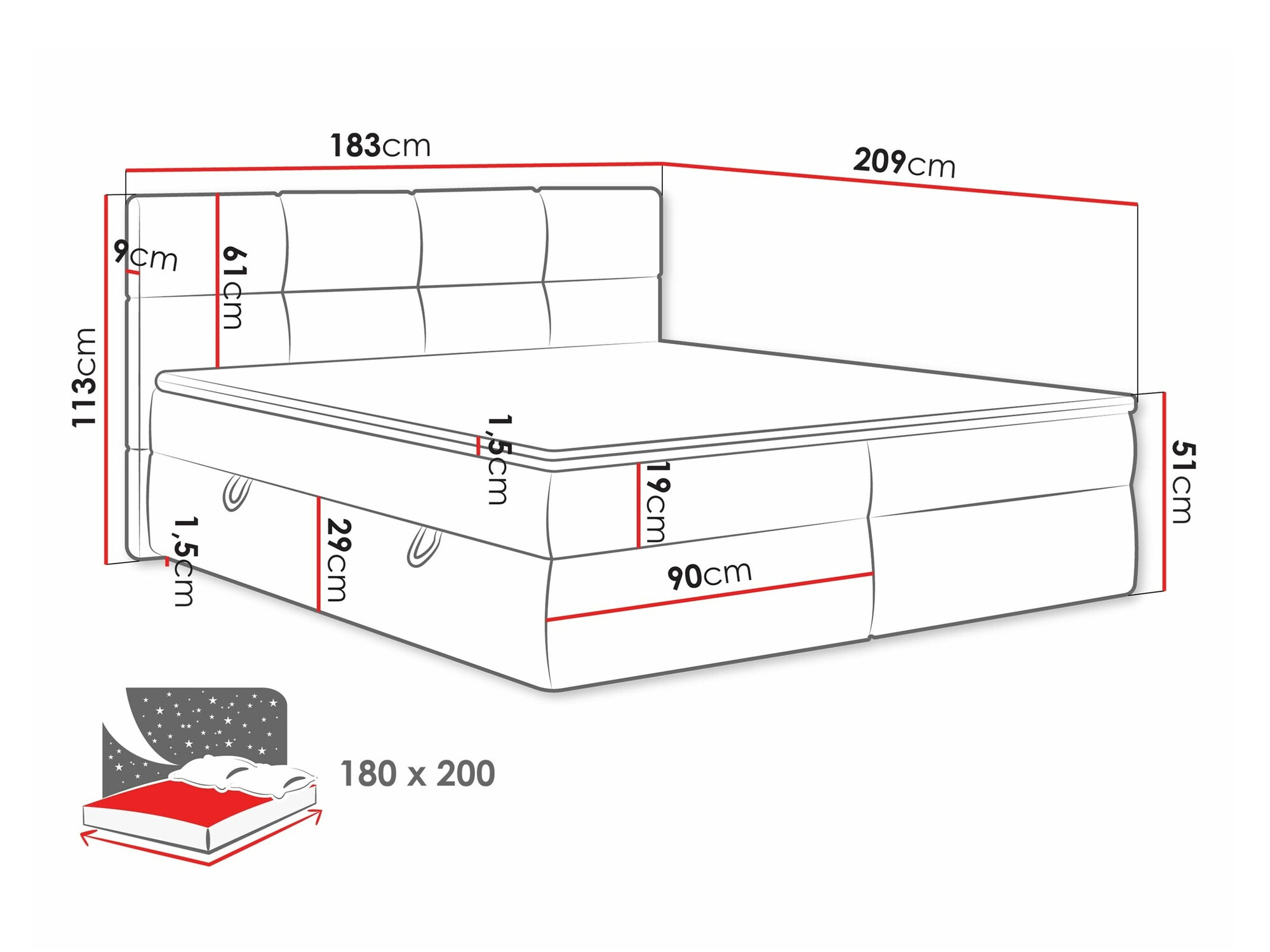 Boxspringbett ComfiDream 187 (Curio 99)