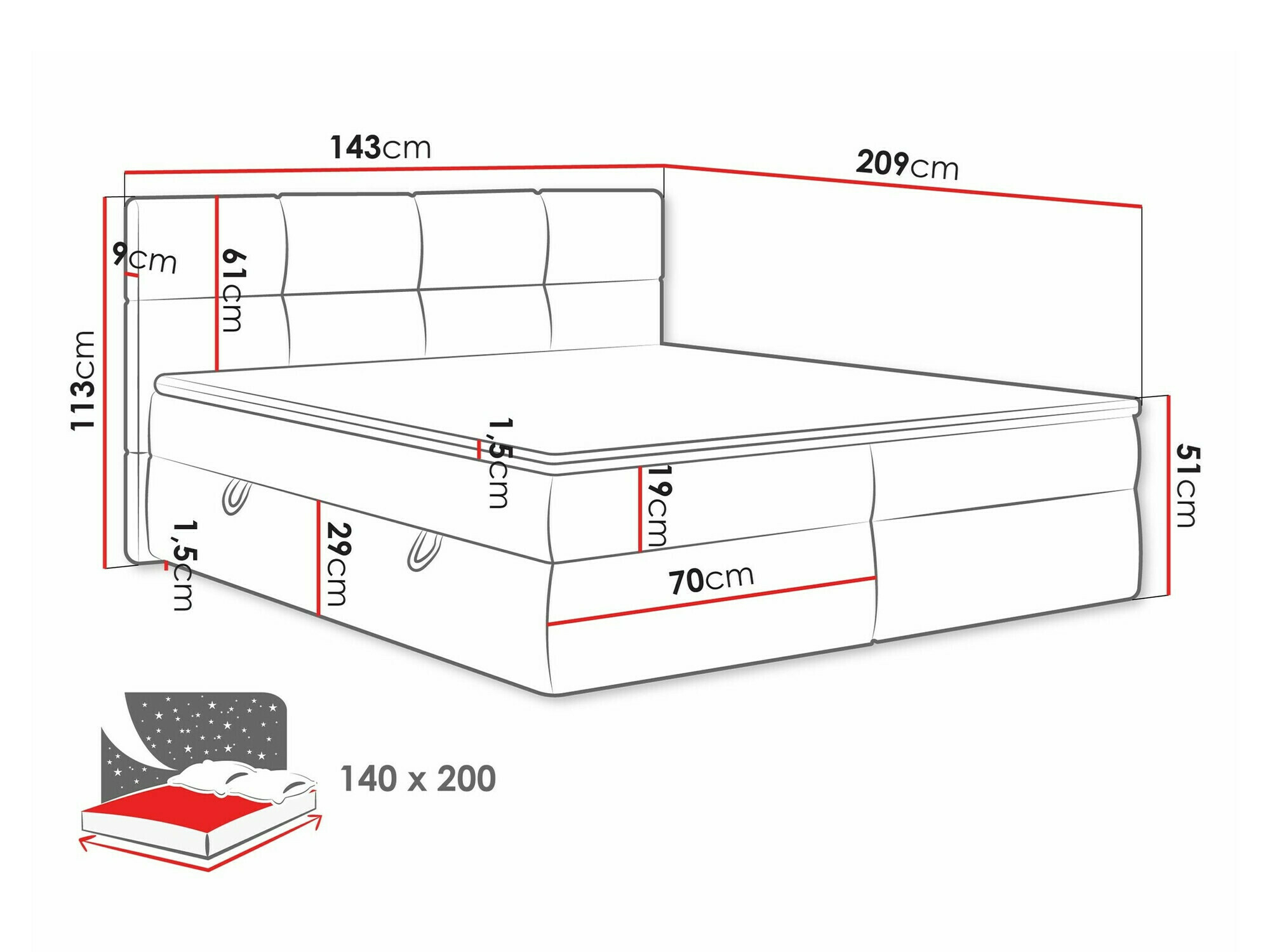 Boxspringbett ComfiDream Nivina (Curio 11)