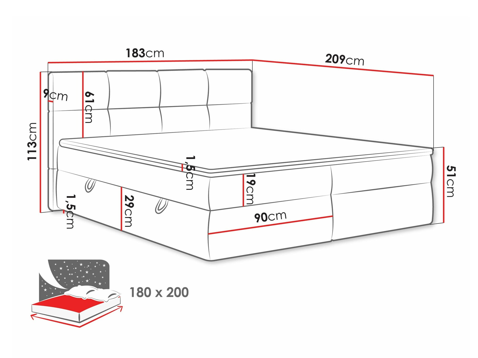 Boxspringbett ComfiDream Nivina (Curio 11)