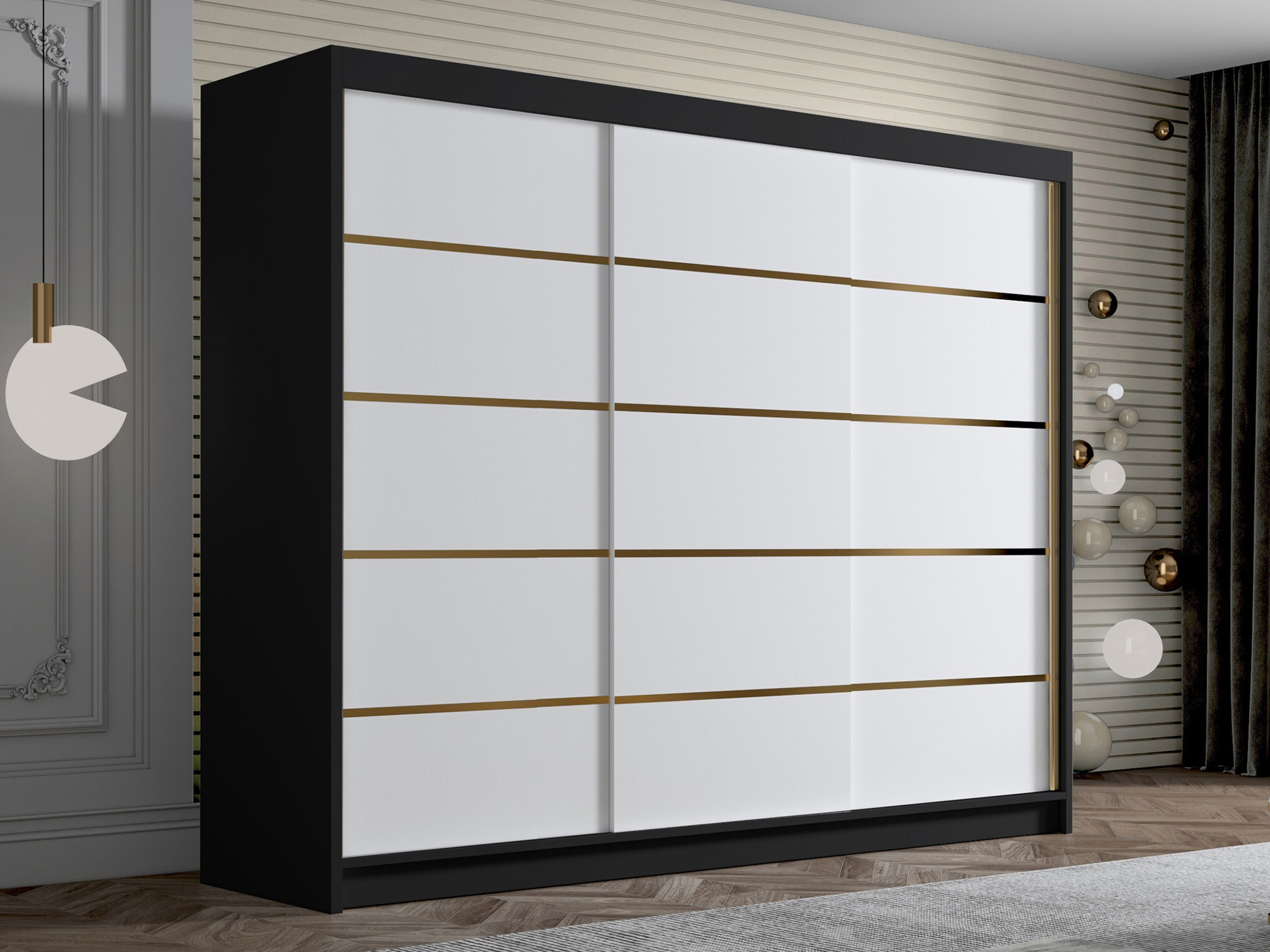 Kleiderschrank Closico 184 (Schwarz + Weiß)