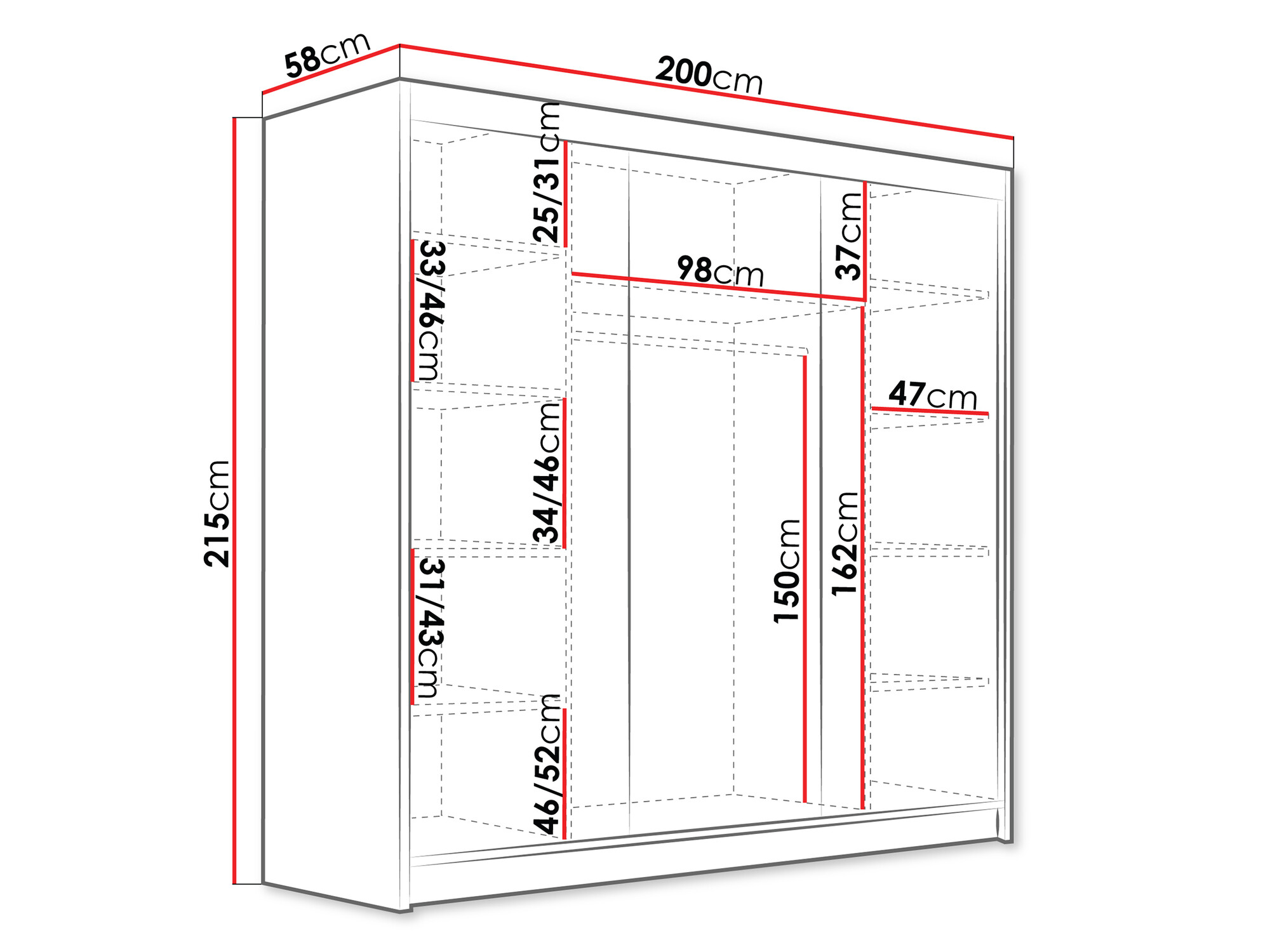 Kleiderschrank Closico Plenor VI (Schwarz)