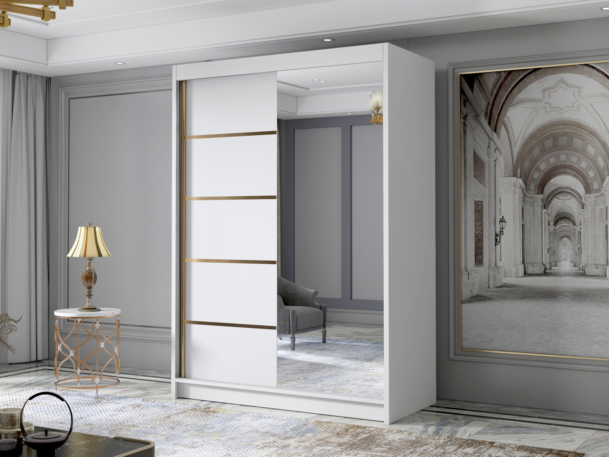 Kleiderschrank Closico Fornix III (Weiß)