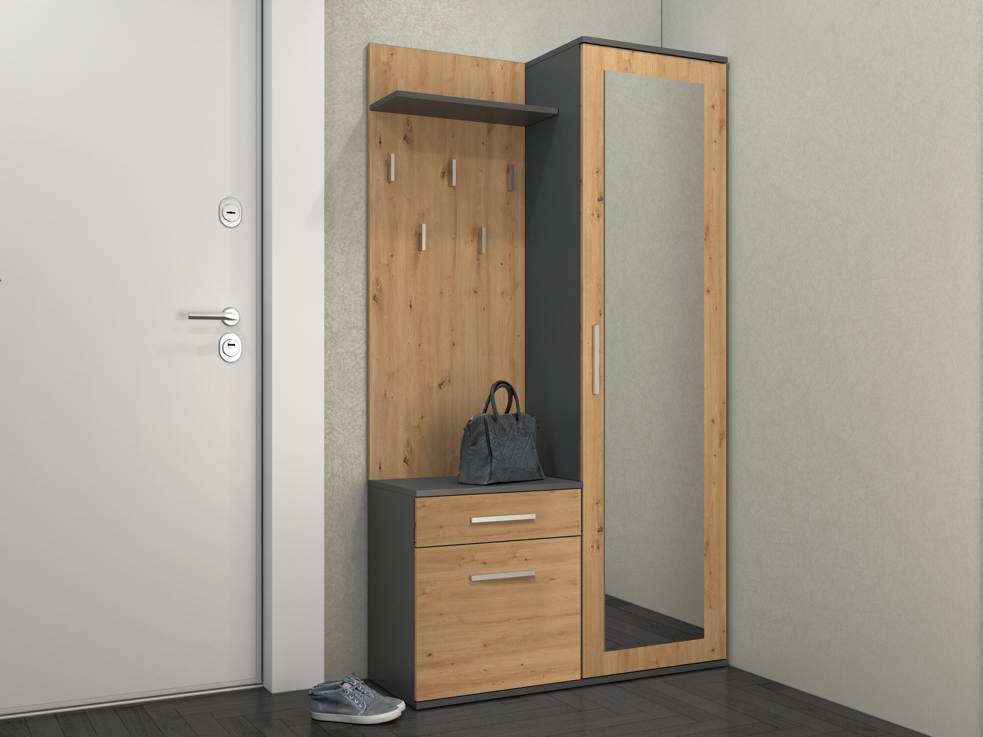 Flurgarnitur Mandeville 126 (Artisan Eichenholzoptik + Anthrazit)