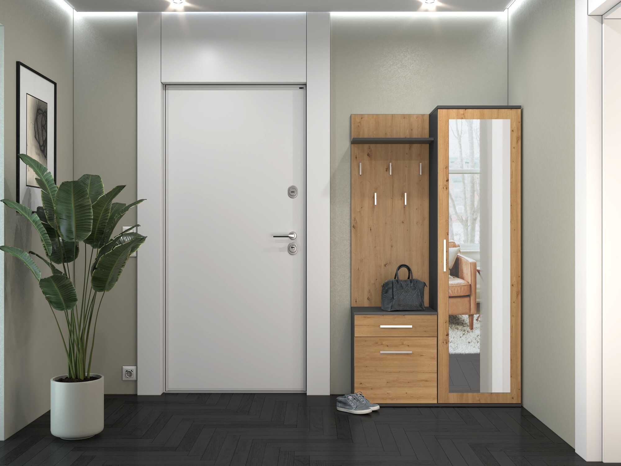 Flurgarnitur Mandeville 126 (Artisan Eichenholzoptik + Anthrazit)