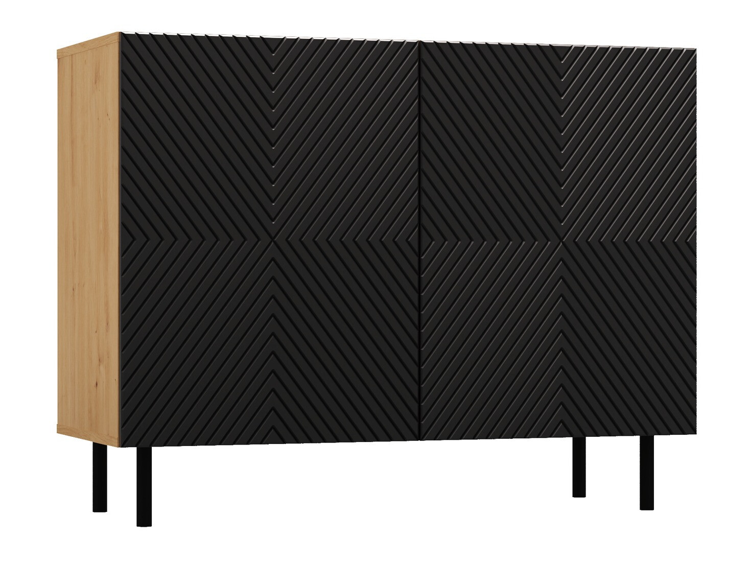 Sideboard Romseru 101 (Schwarz + Artisan Eichenholzoptik)