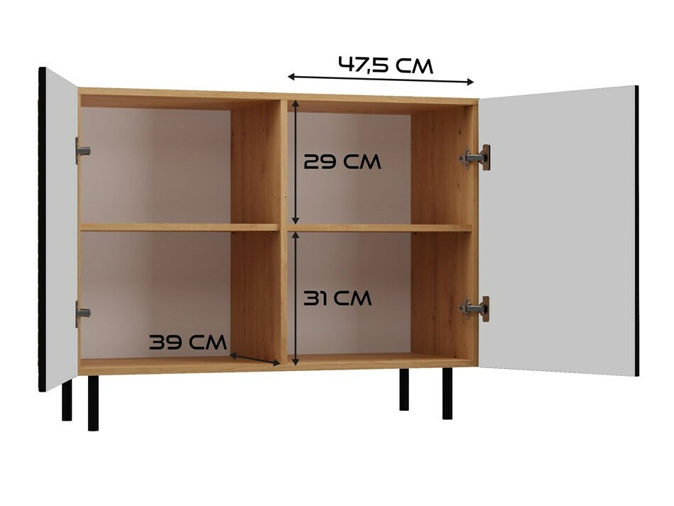 Sideboard Romseru 101 (Schwarz + Artisan Eichenholzoptik)