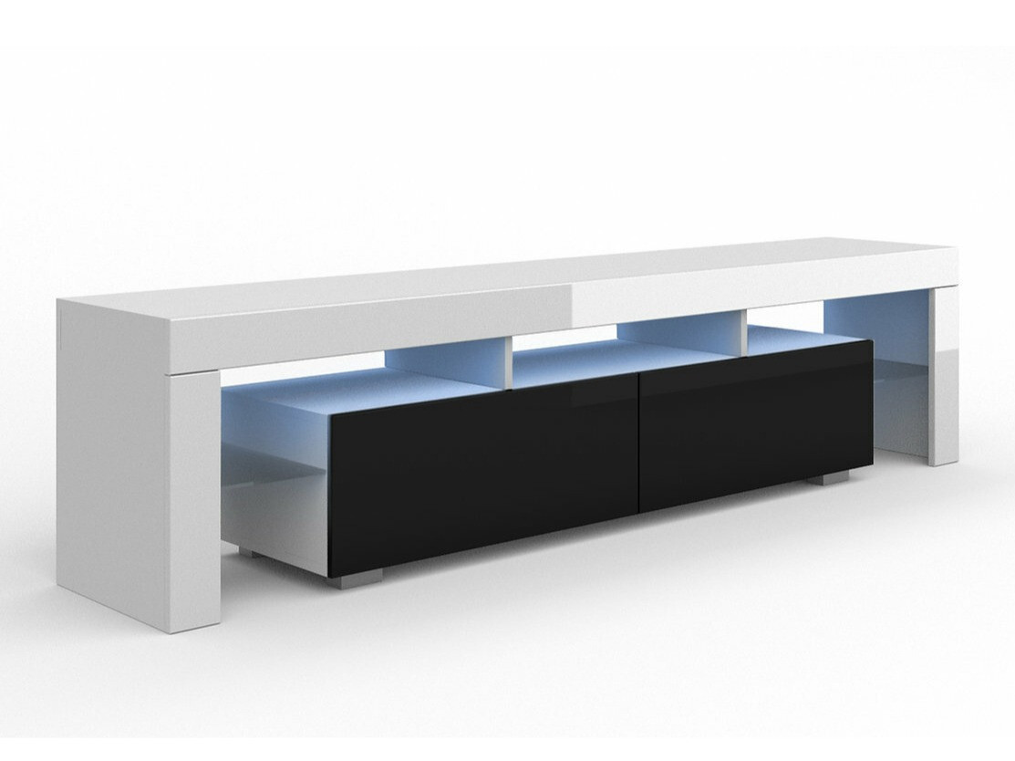 TV-Möbel Buffalo 169 (Weiß + Schwarz glänzend)
