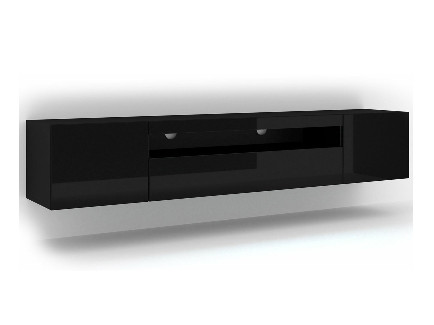 TV-Möbel Morteo 104 (Schwarz + Schwarz glänzend)