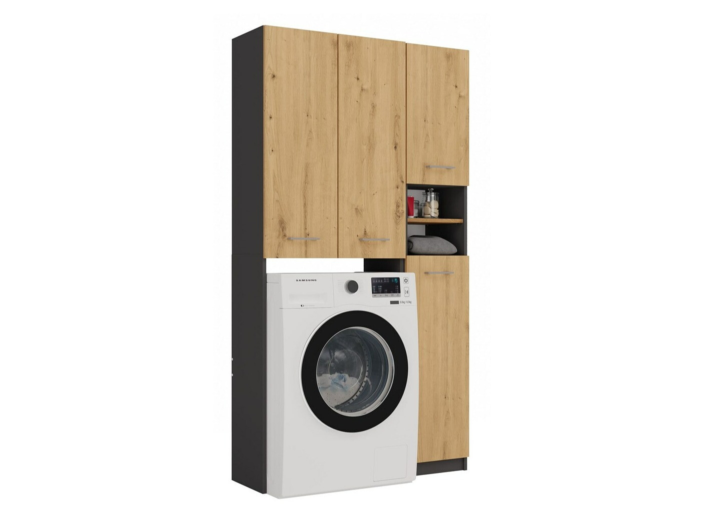 Badezimmer-Regal Mandeville 130 (Anthrazit + Artisan Eichenholzoptik)