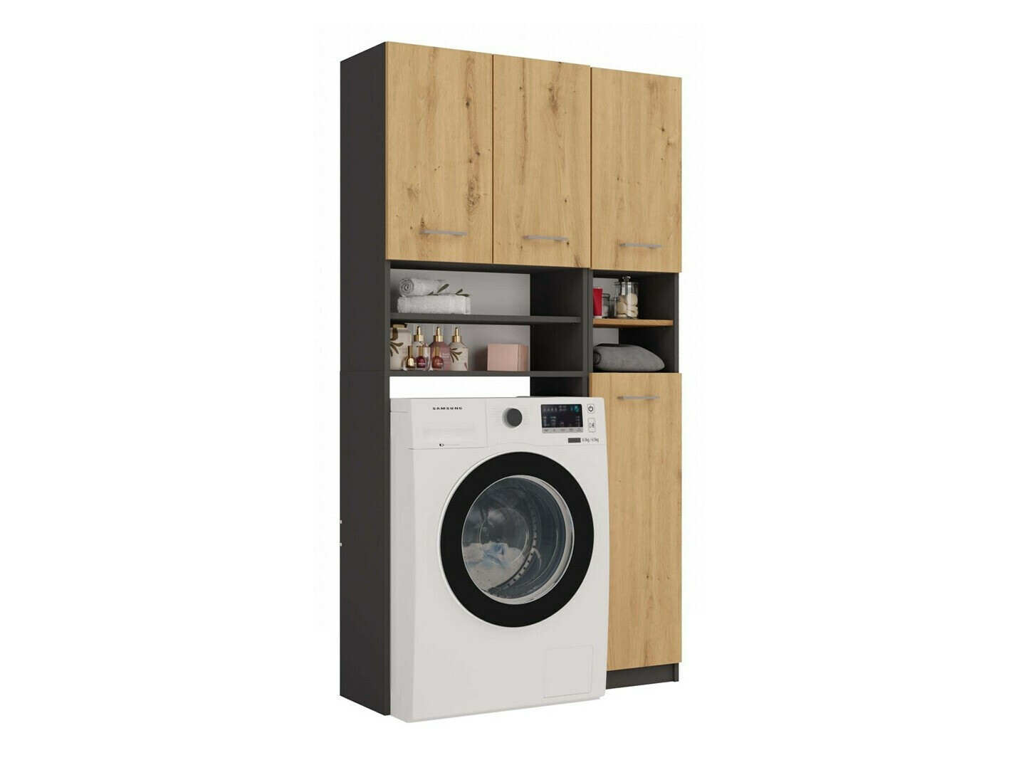 Badezimmer-Regal Mandeville 128 (Anthrazit + Artisan Eichenholzoptik)