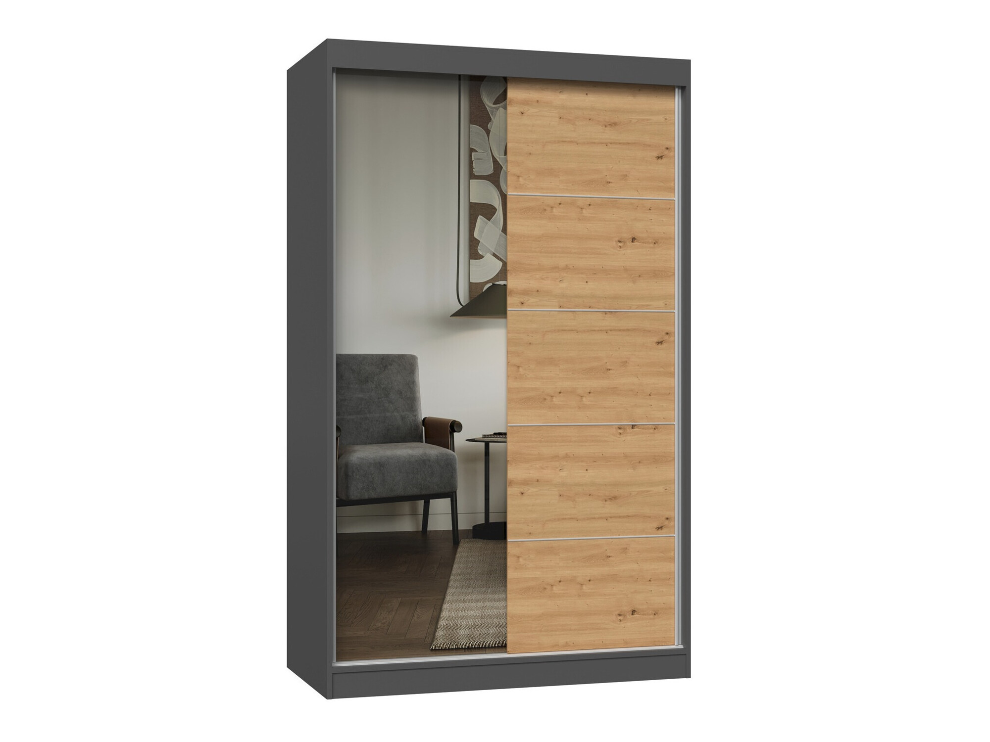 Kleiderschrank Mandeville 157 (Anthrazit + Artisan Eichenholzoptik)