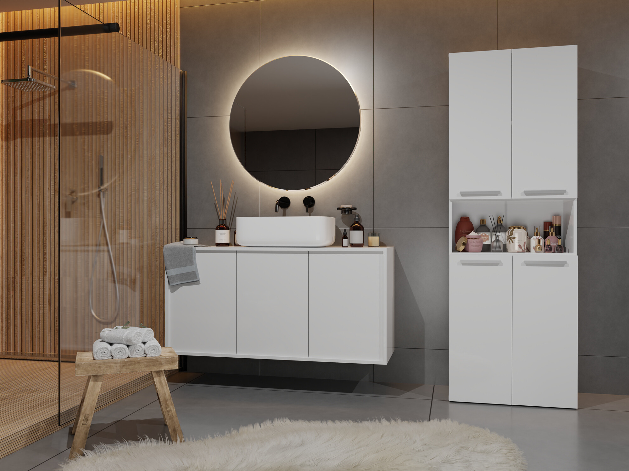 Stehender Badezimmerschrank Nolmaru 101 (Weiß)