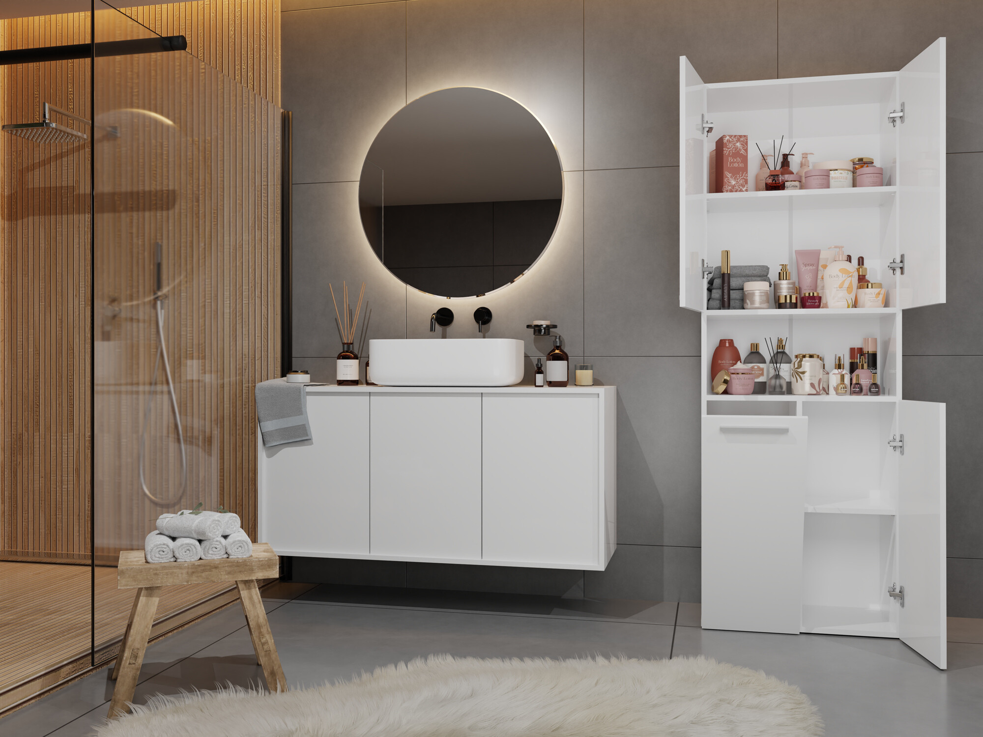 Stehender Badezimmerschrank Nolmaru 101 (Weiß)