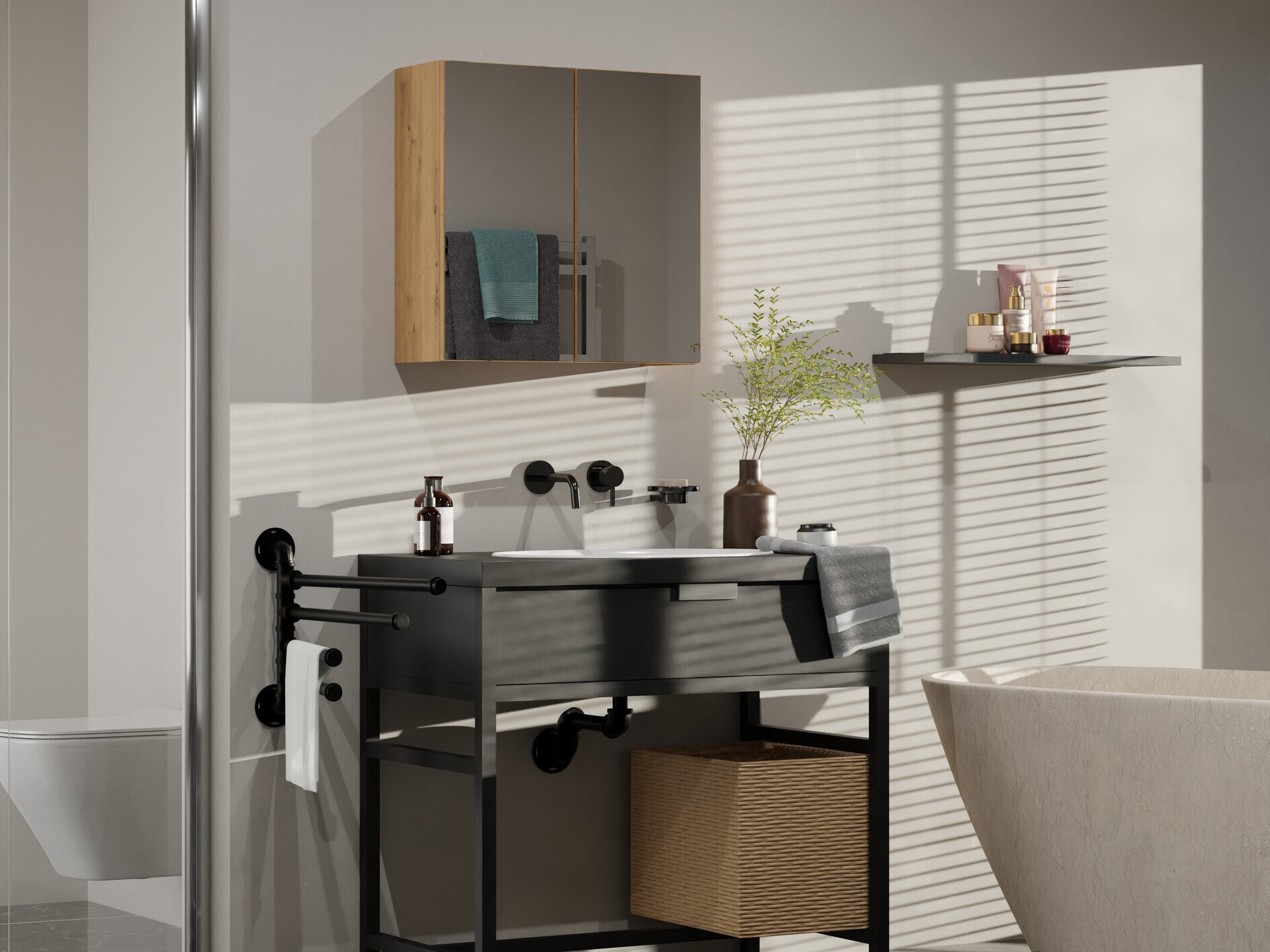 Spiegelschrank fürs Badezimmer Balelbo 101 (Artisan Eichenholzoptik)