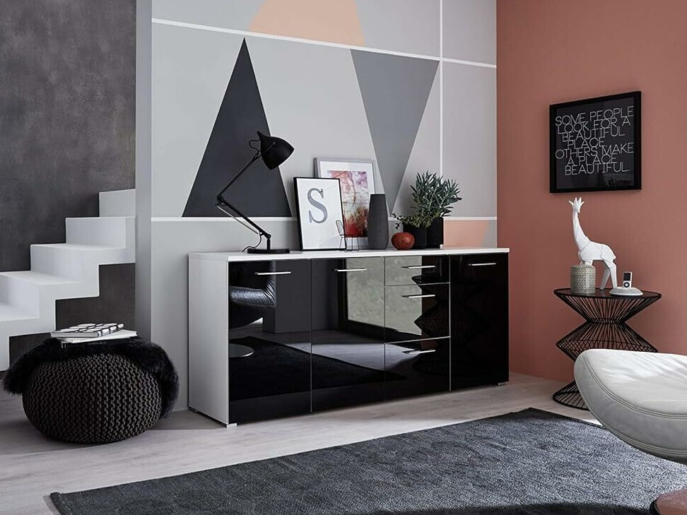 Kommoden Sacramento 352 (Gloss anthrazit + Weiß)