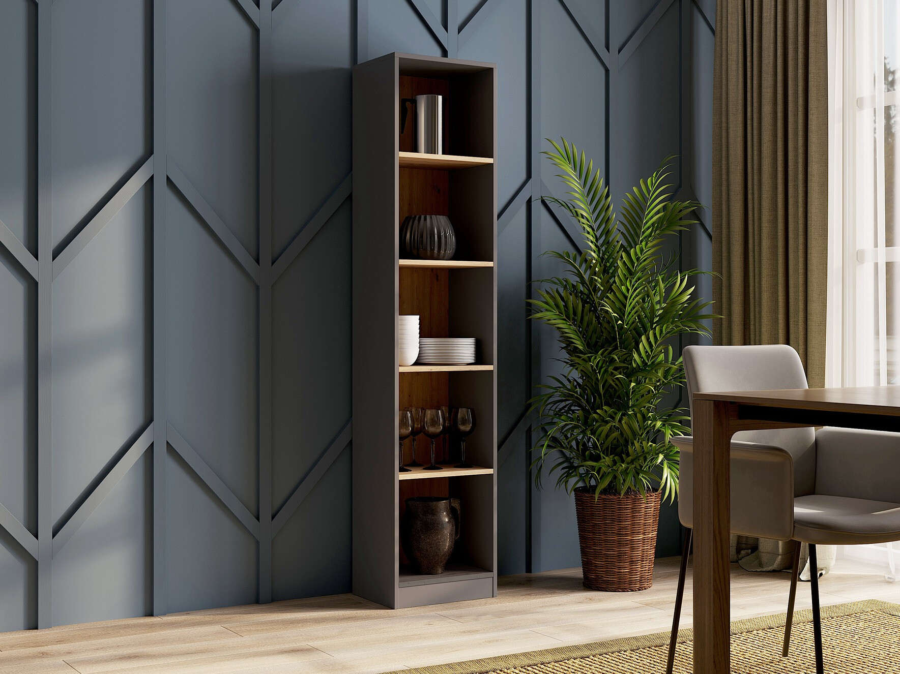 Regal Mandeville 183 (Anthrazit + Artisan Eichenholzoptik)