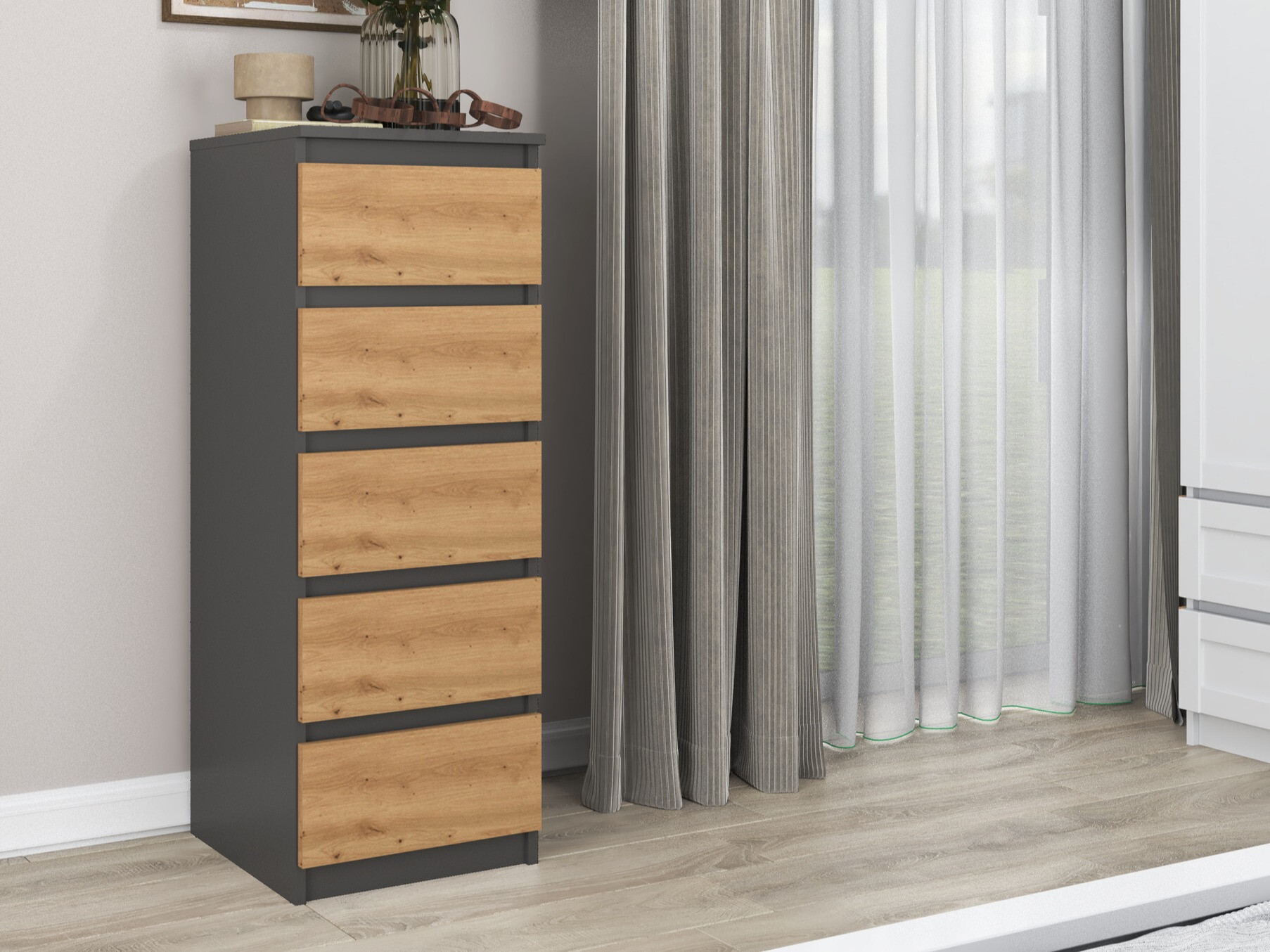 Kommoden Elbvelu 121 (Anthrazit + Artisan Eichenholzoptik)