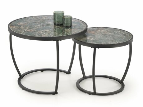 Couchtischset Houston 1658 (Schwarz + Grüner Marmor)