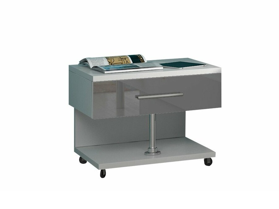 Nachttisch Campus (Weiß + Glanzgrau)