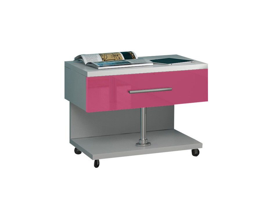 Nachttisch Campus (Weiß + Rosa glänzend)