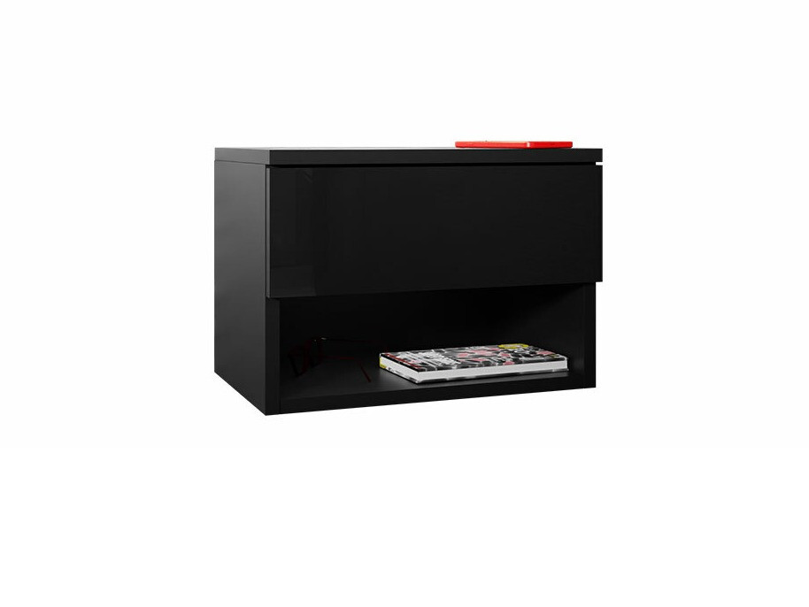 Nachttisch Utica 105 (Schwarz + Schwarz glänzend)