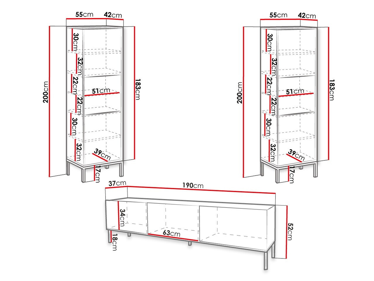 Wohnzimmer-Sets Levelbu 106 (Weiß + Weiß glänzend)