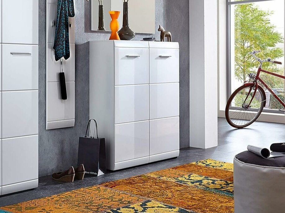 Schuhregal Livromu 102 (Weiß glänzend)