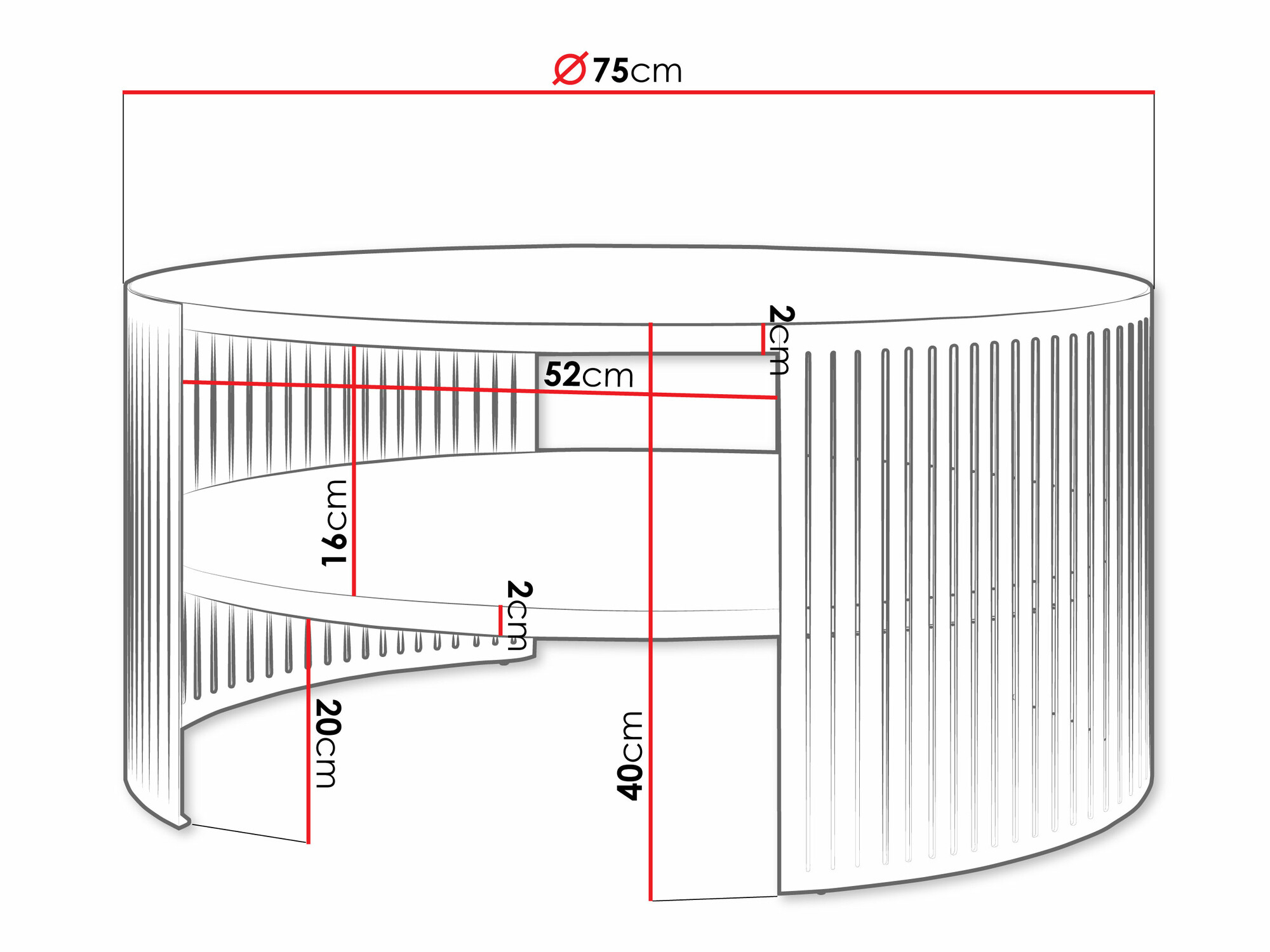 Couchtisch Civer (Schwarz + Weiß)