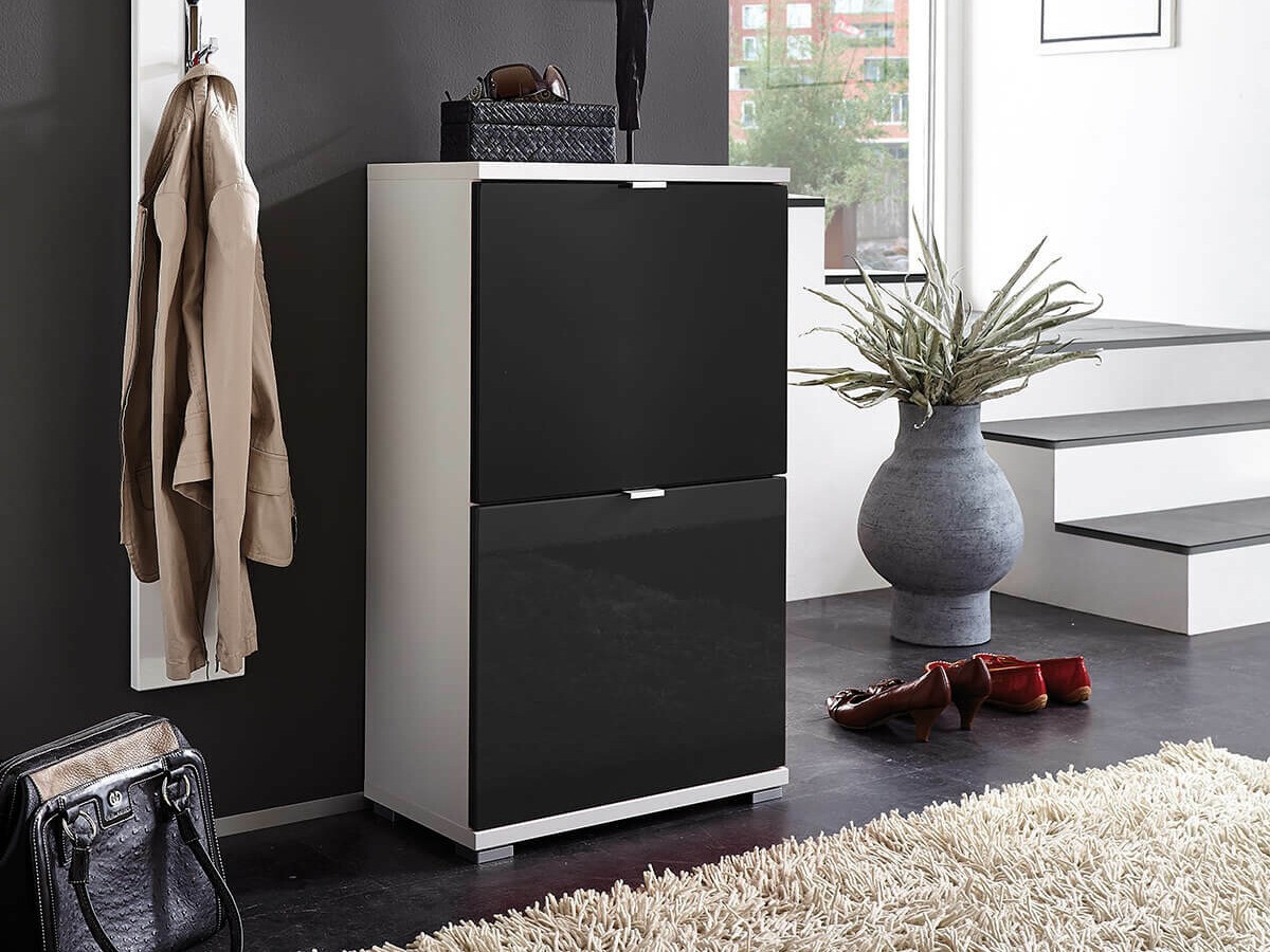 Schuhschrank Veltena 105 (Schwarz + Weiß)