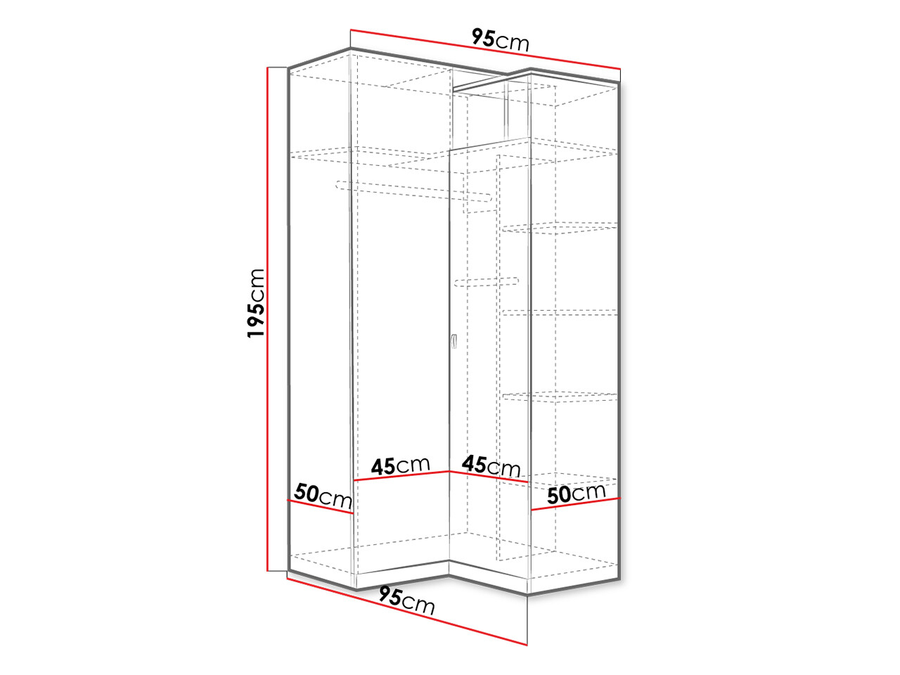 Eckkleiderschrank Omaha F113 (Graphit + Grau)