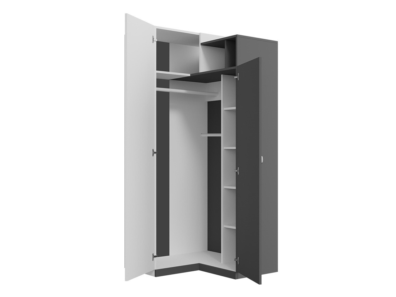 Eckkleiderschrank Omaha F113 (Graphit + Grau)