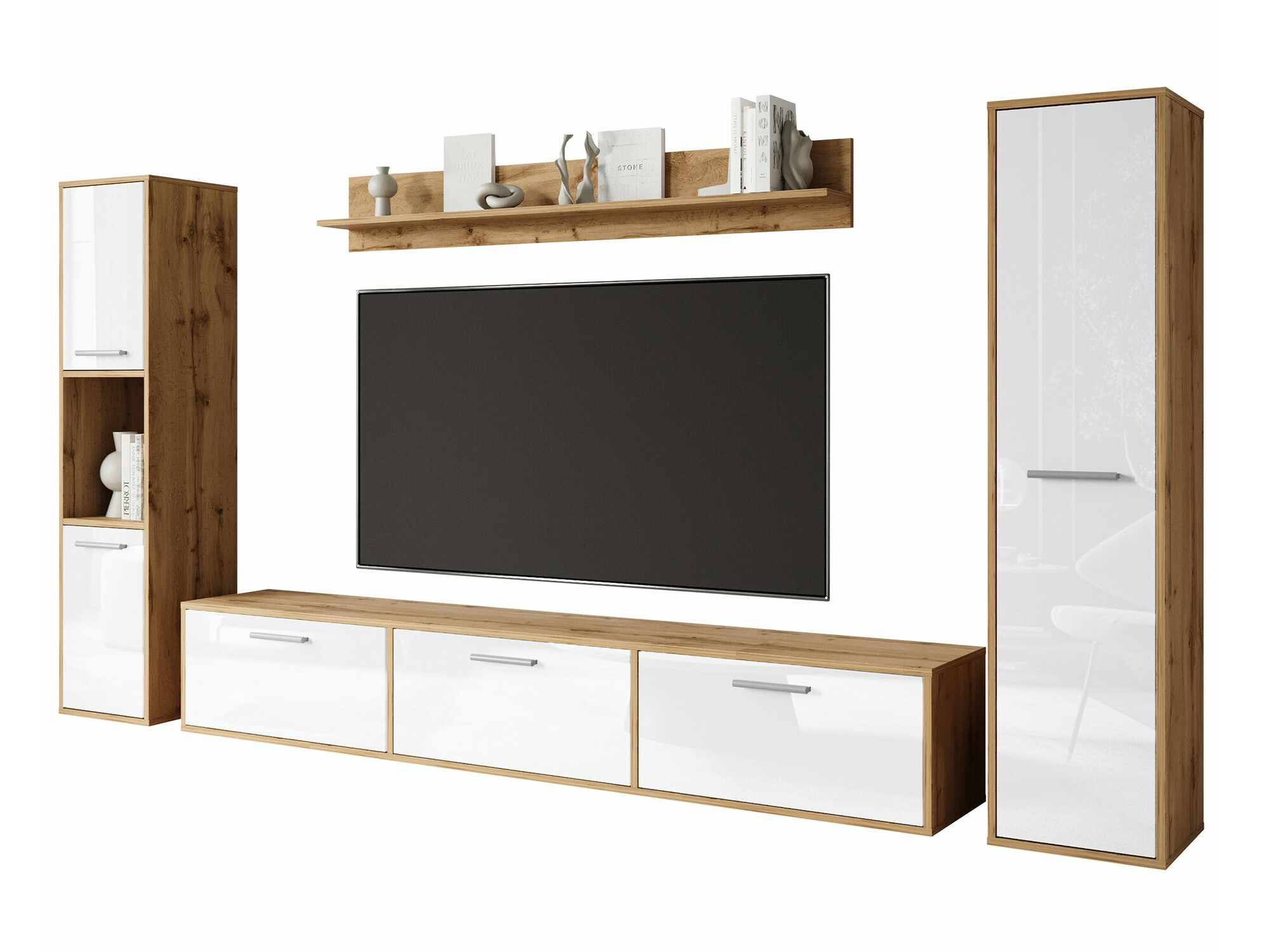 Wohnzimmer-Sets Sarasota 175 (Wotan Eiche + Weiß glänzend)