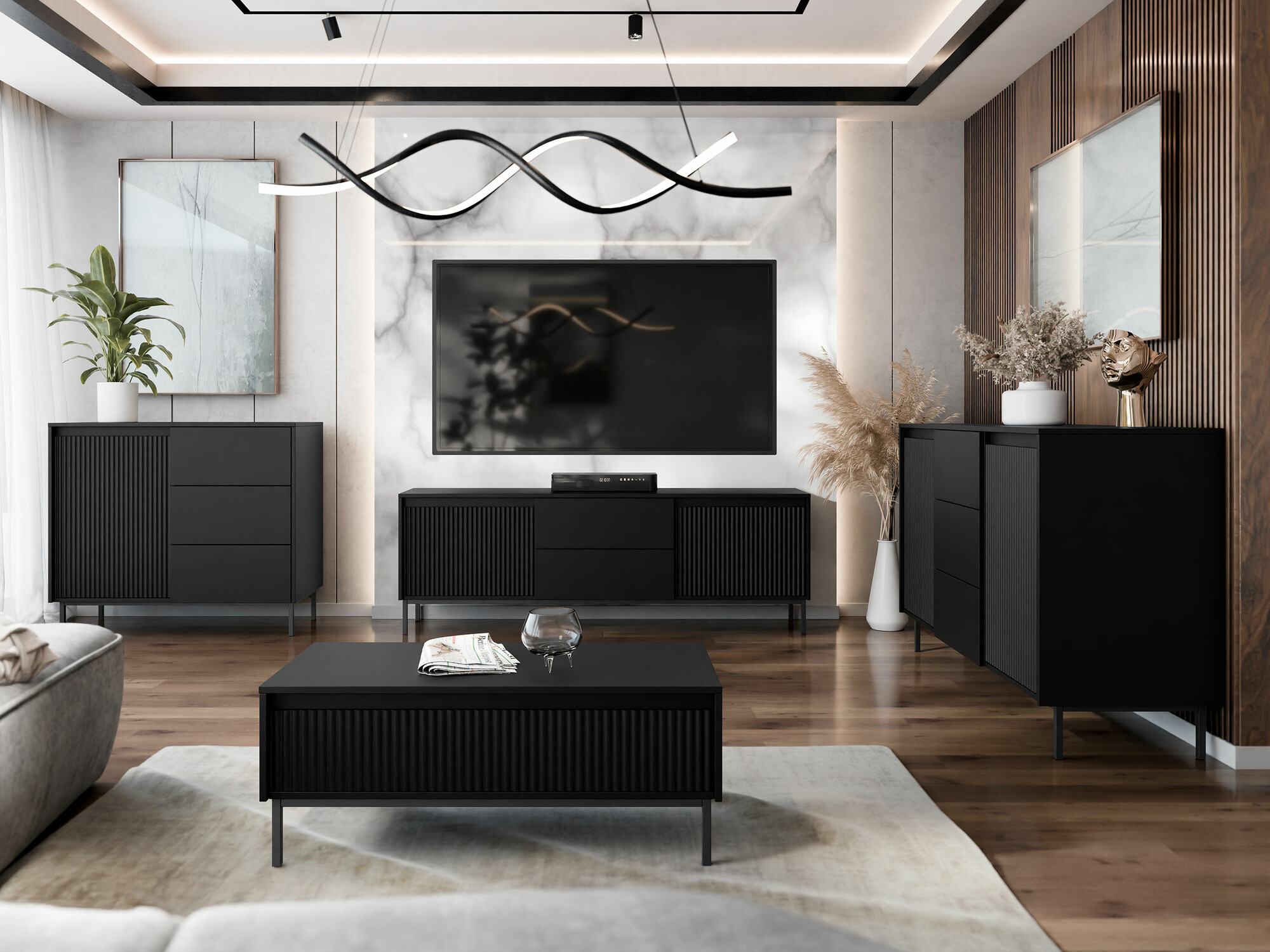 Couchtisch Comfivo Delruva (Schwarz)