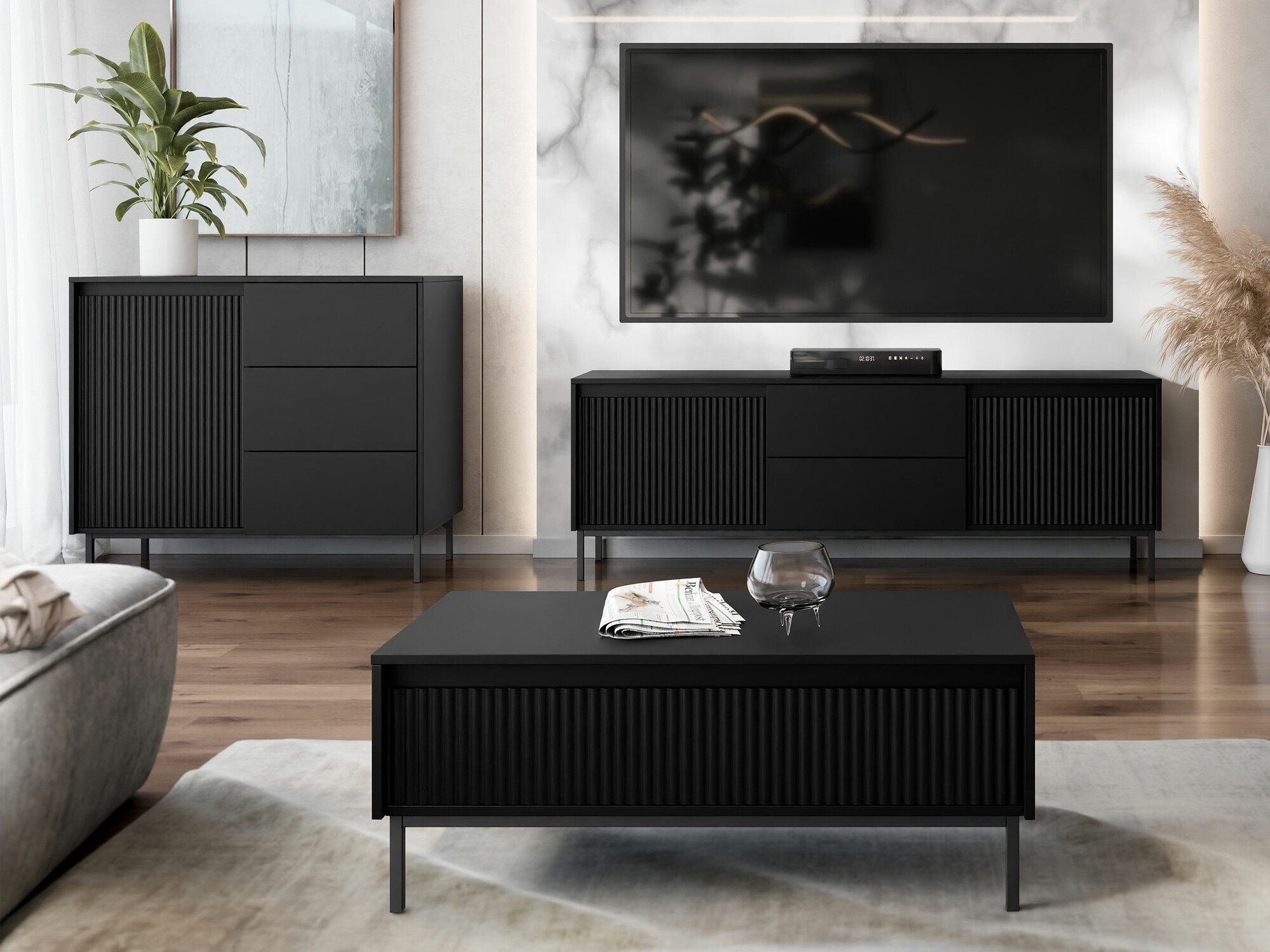 Couchtisch Comfivo Delruva (Schwarz)
