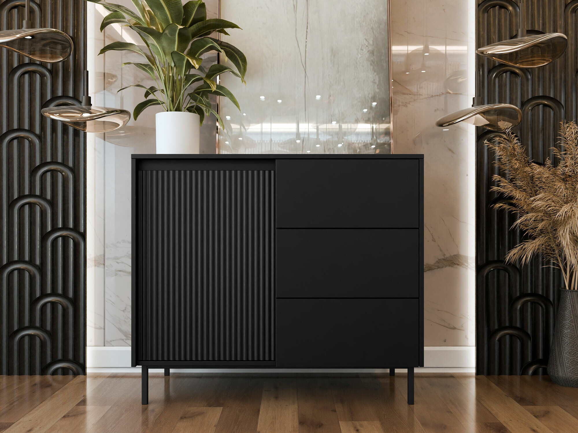 Kommoden Comfivo Delruva 100 (Schwarz)