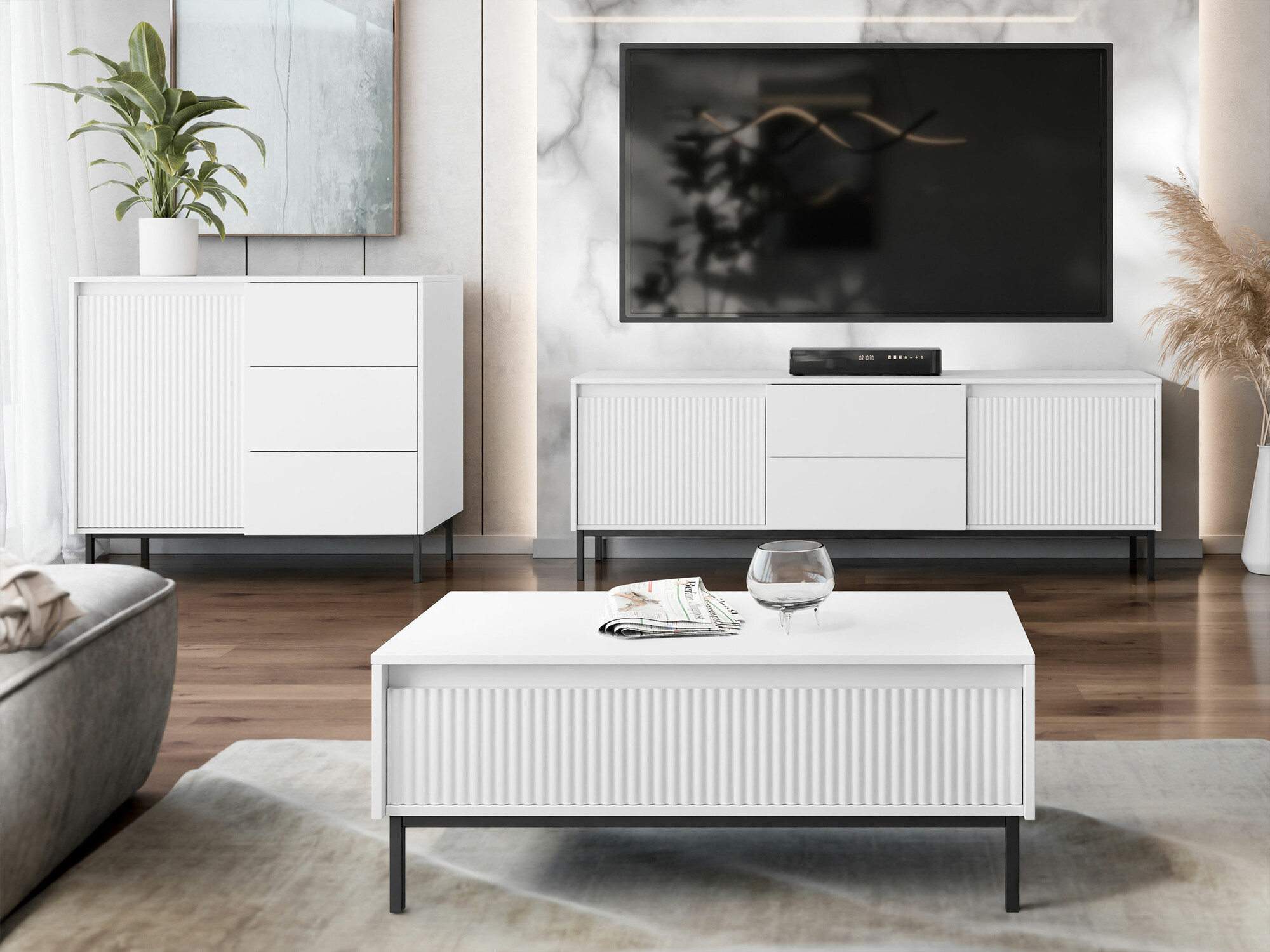 TV-Möbel Comfivo Delruva I (Weiß)