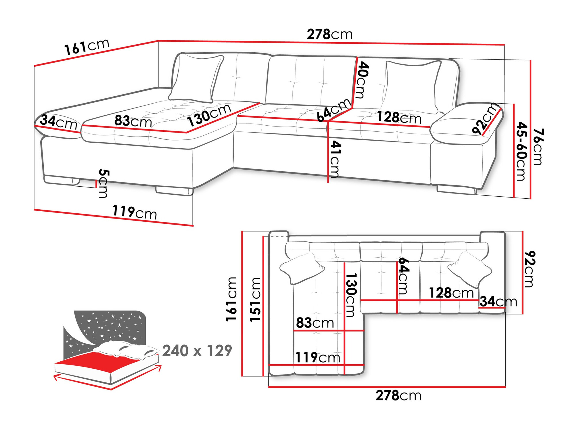 Ecksofa Comfivo 250 (Venus Velvet 2941 + Lea 533)