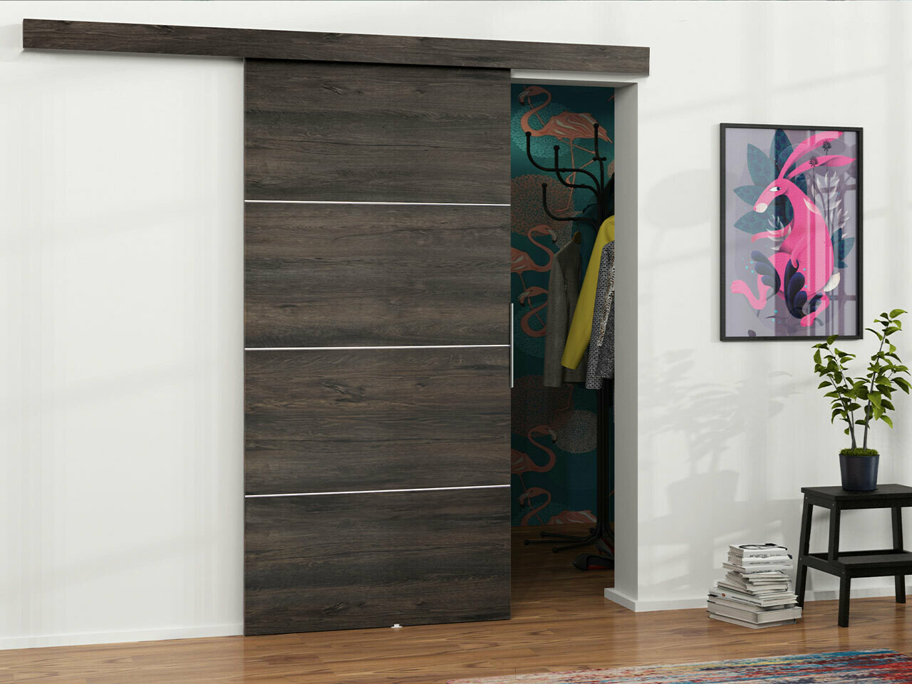 Schwebetür Dover 146 (Esche dunkel)