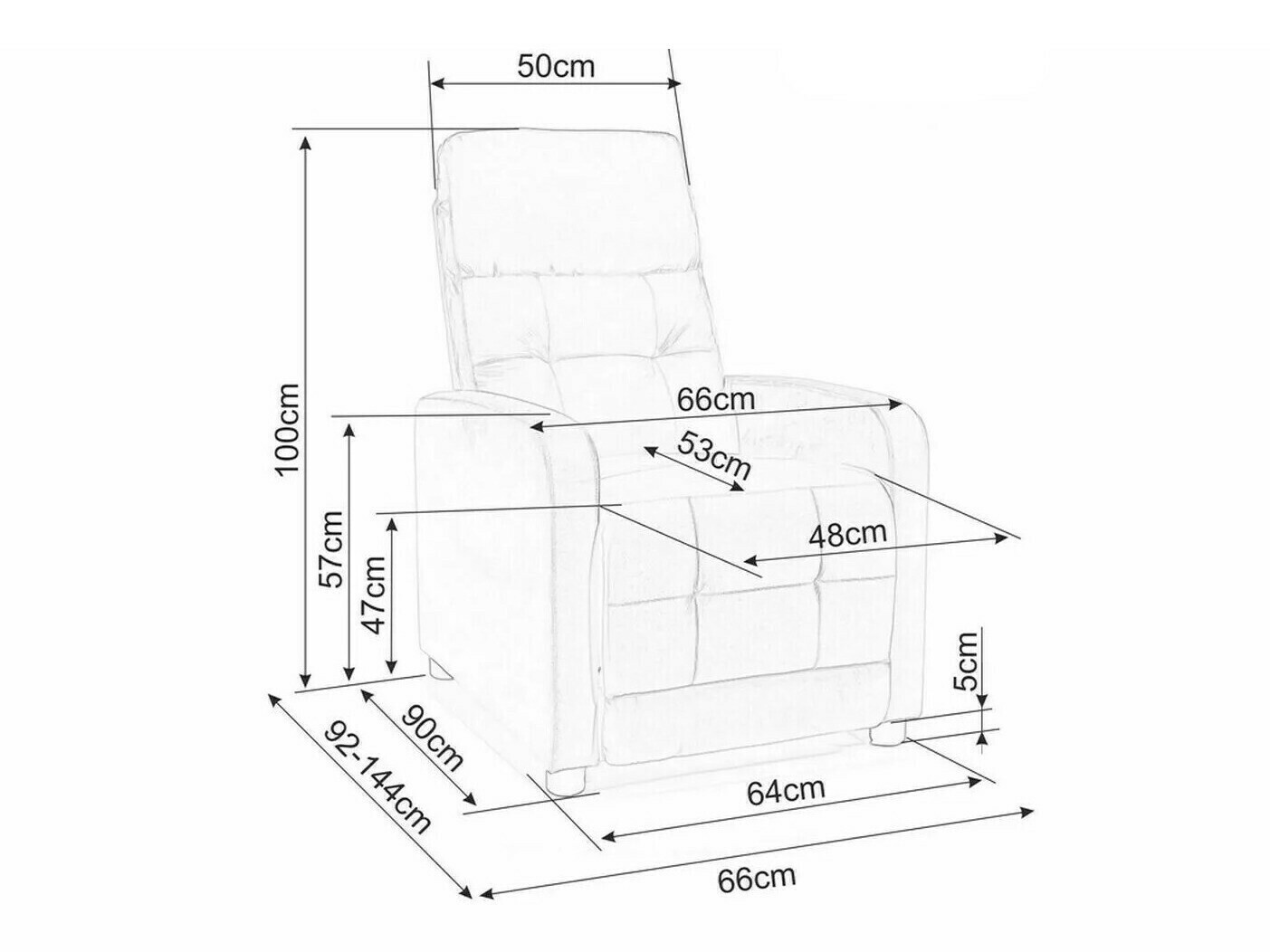 Sessel Liegesessel Detroit 188 (Dunkelgrau)