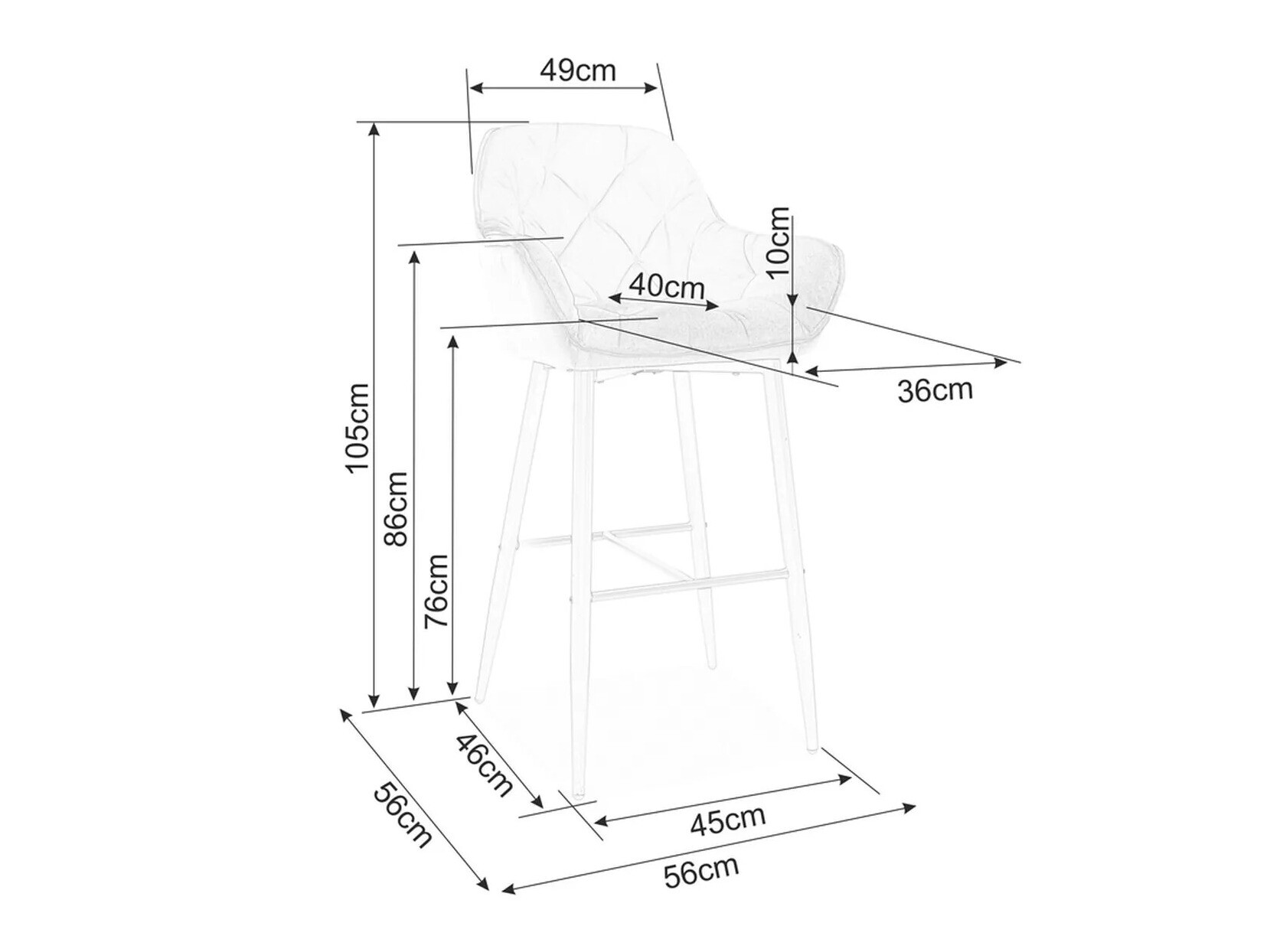 Barstuhl Detroit 360 (Grau)