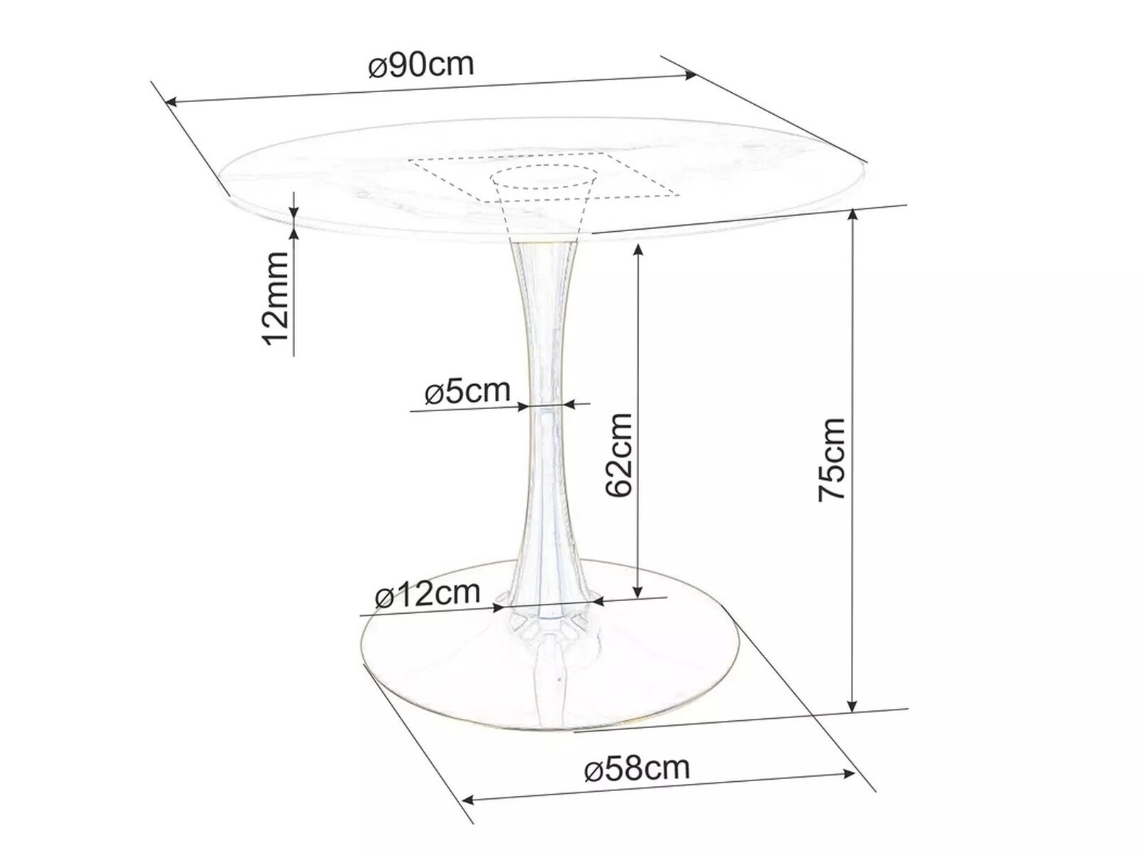 Tisch Detroit 378 (Weißer Marmor + Weiß)
