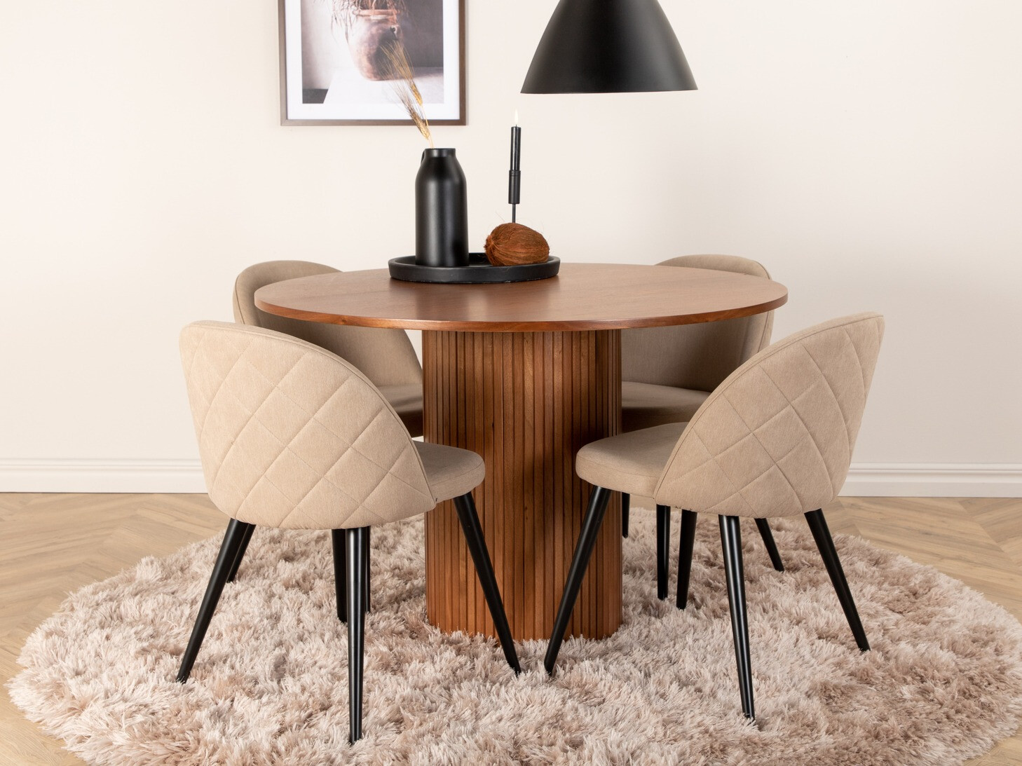 Essgruppe Dallas 3071 (Beige + Schwarz)