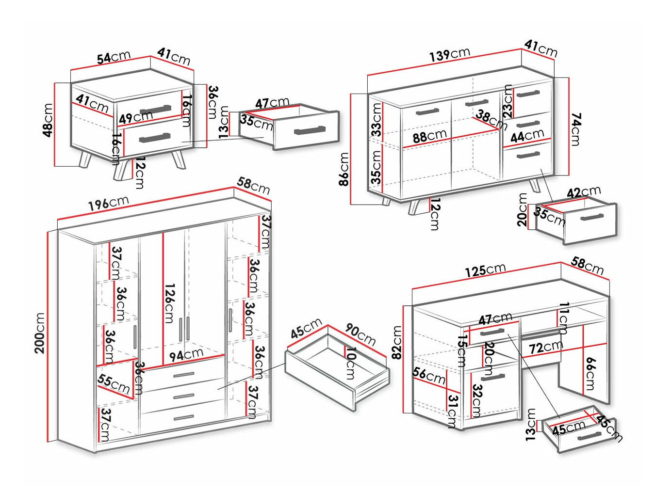 Möbel-Set Delbalo 106 (Blau)