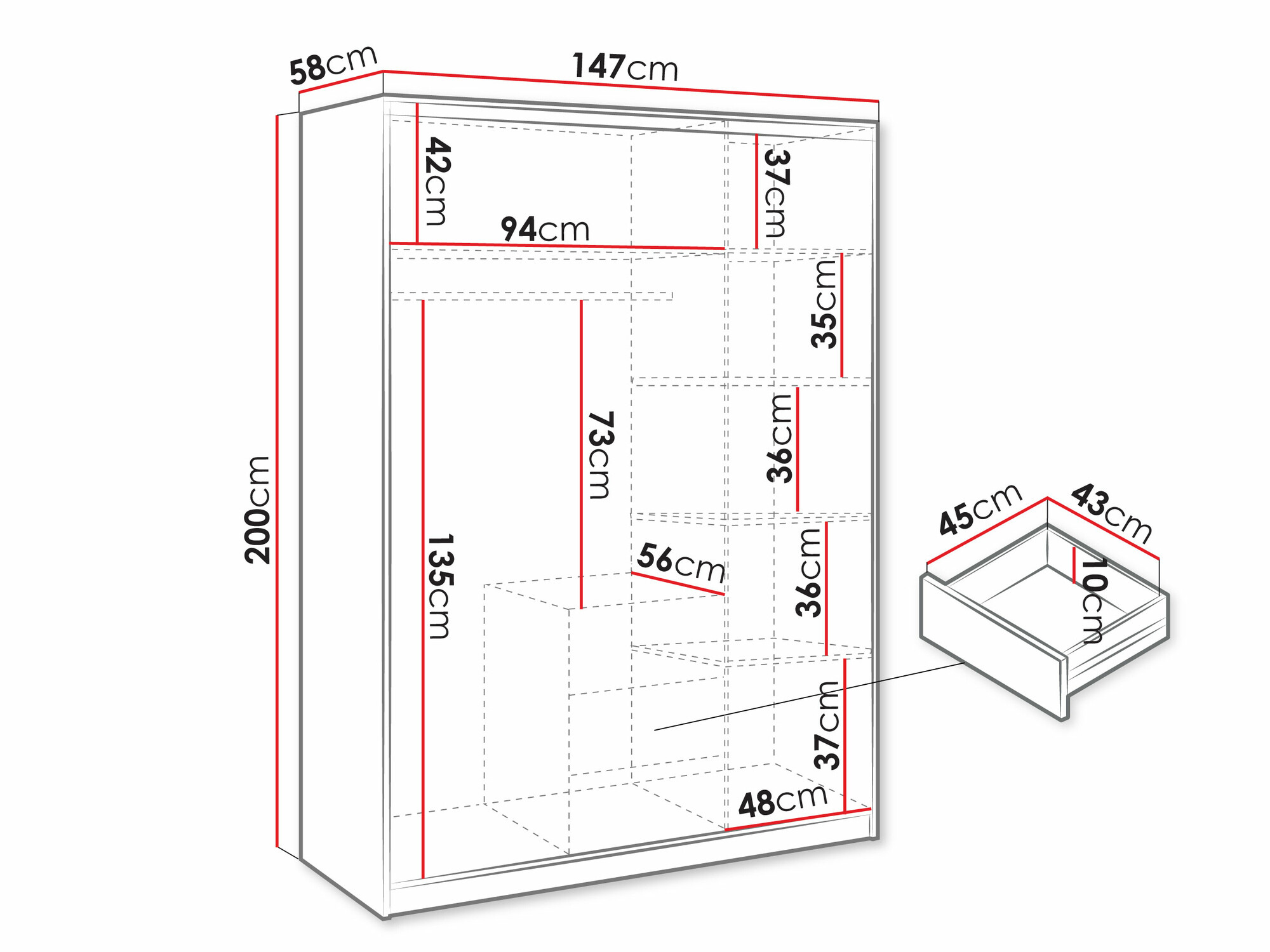 Kleiderschrank Dortivu IV (Graphit)