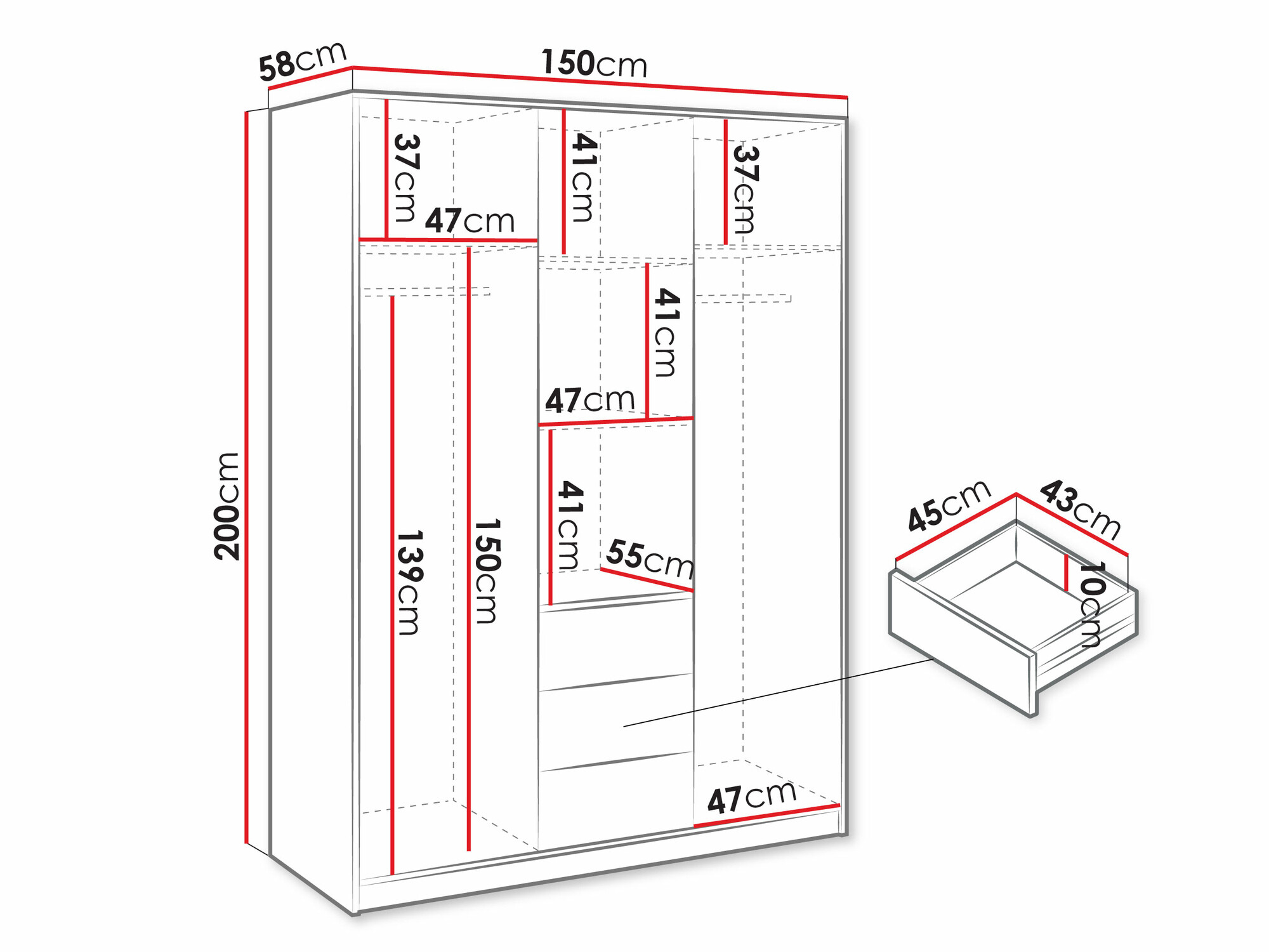 Kleiderschrank Collis I (Wotan Eiche + Schwarz)