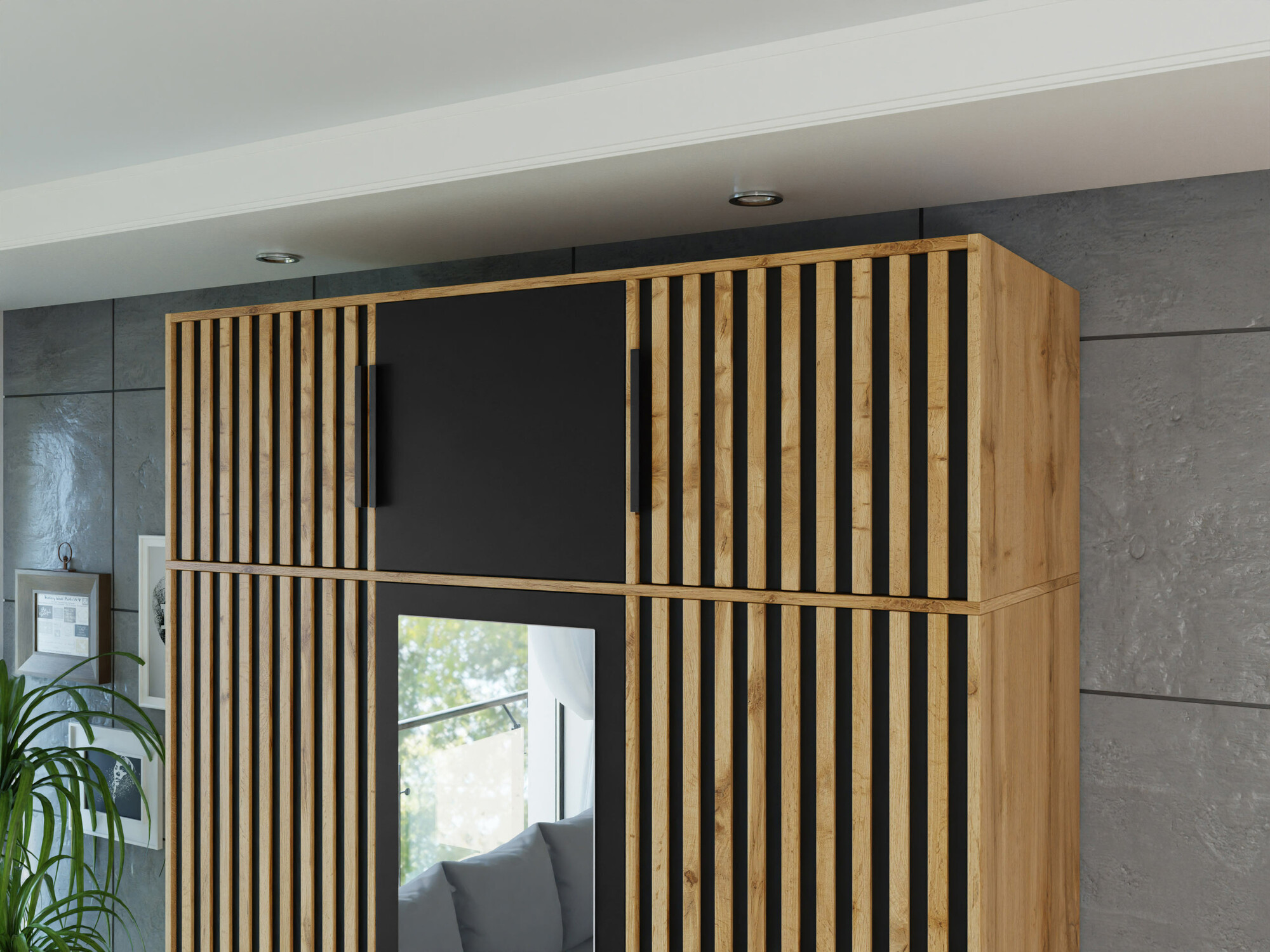 Sideboard Collis I (Wotan Eiche + Schwarz)