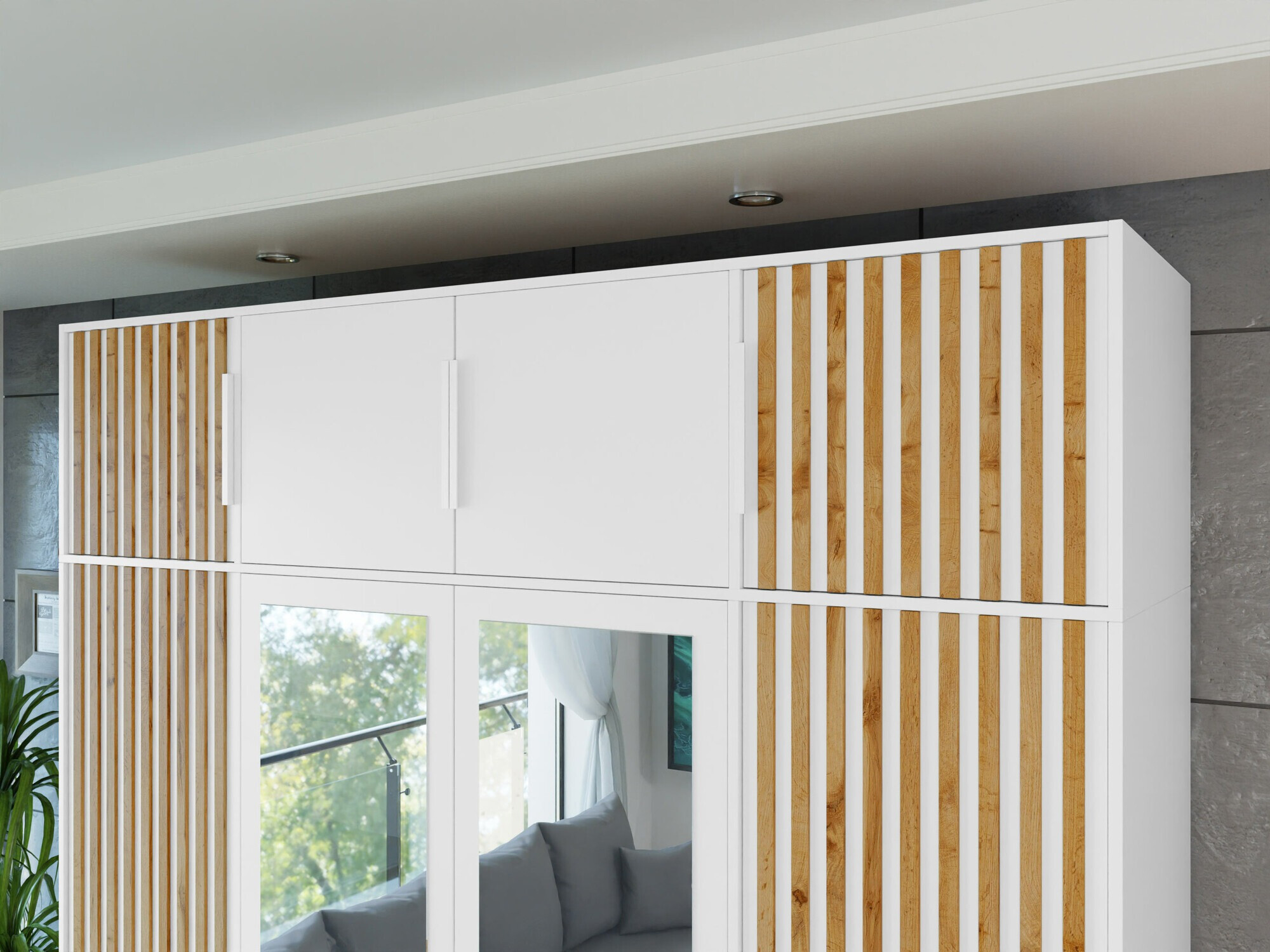 Sideboard Collis II (Weiß + Wotan Eiche)