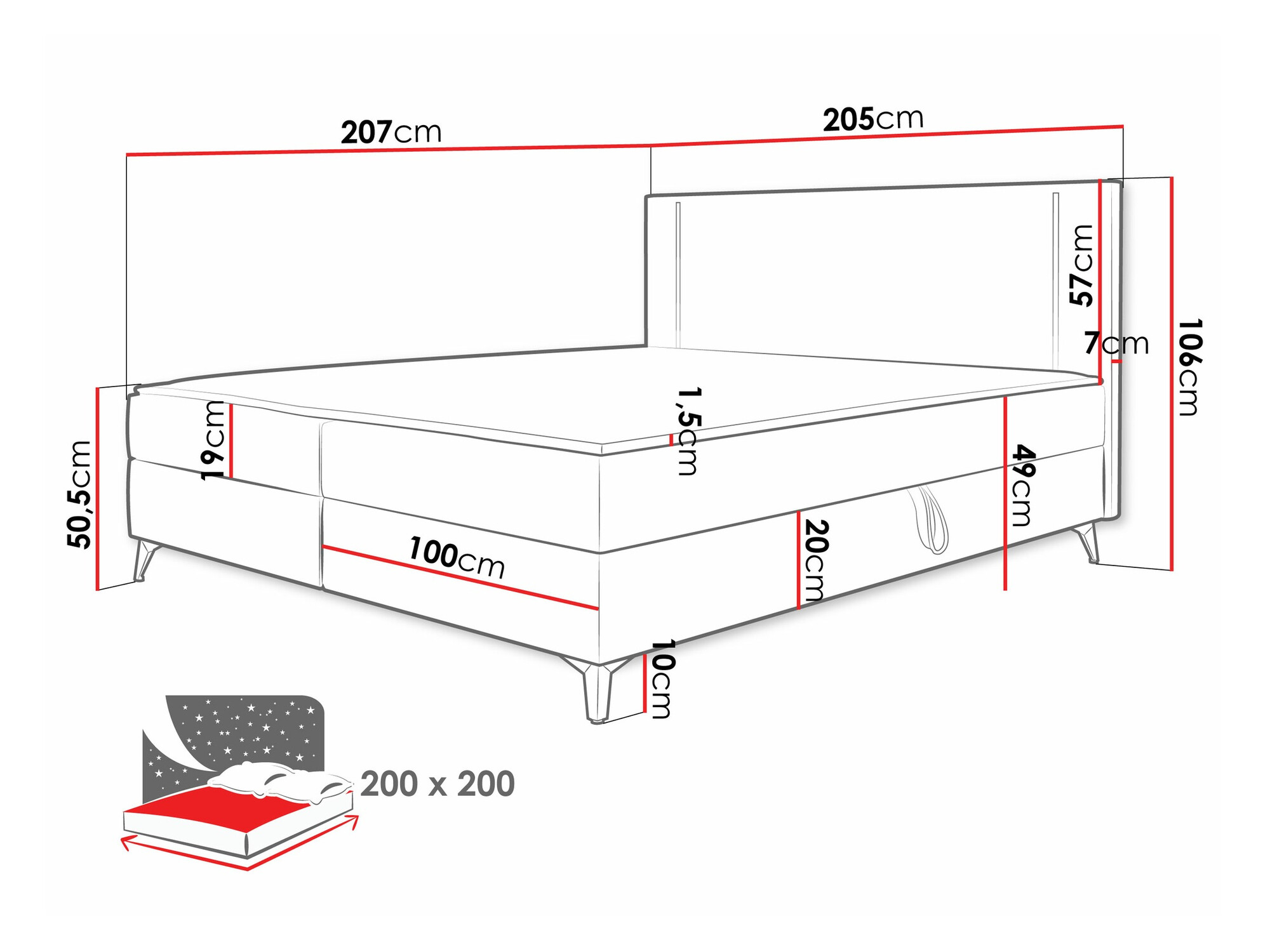 Boxspringbett Memphis 147 (Manila 16)