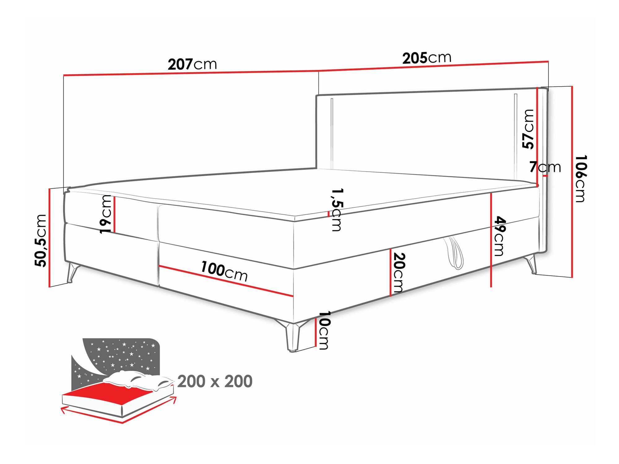 Boxspringbett Memphis 147 (Manila 29)