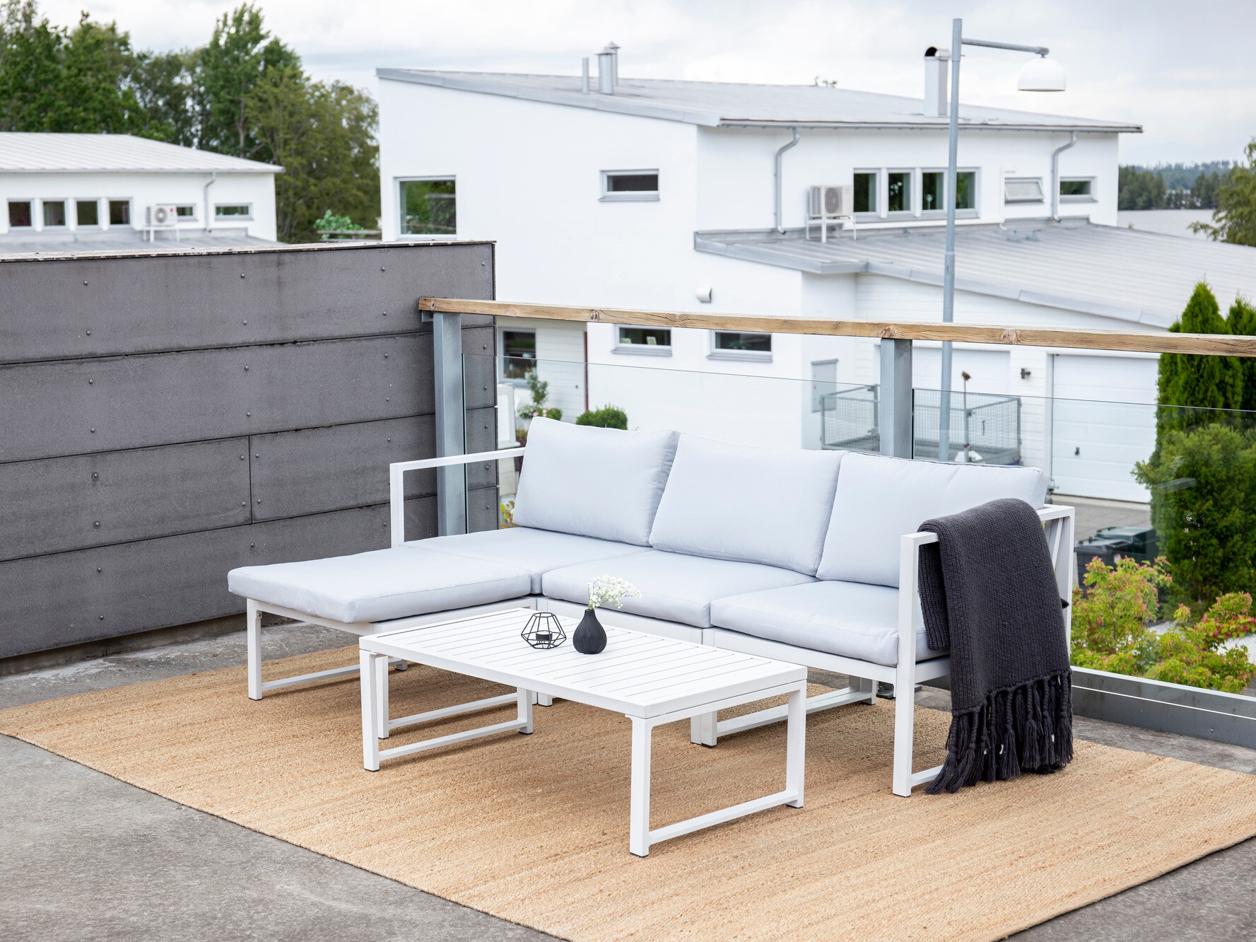 Gartenmöbel-Set Dallas 2180 (Weiß + Grau)